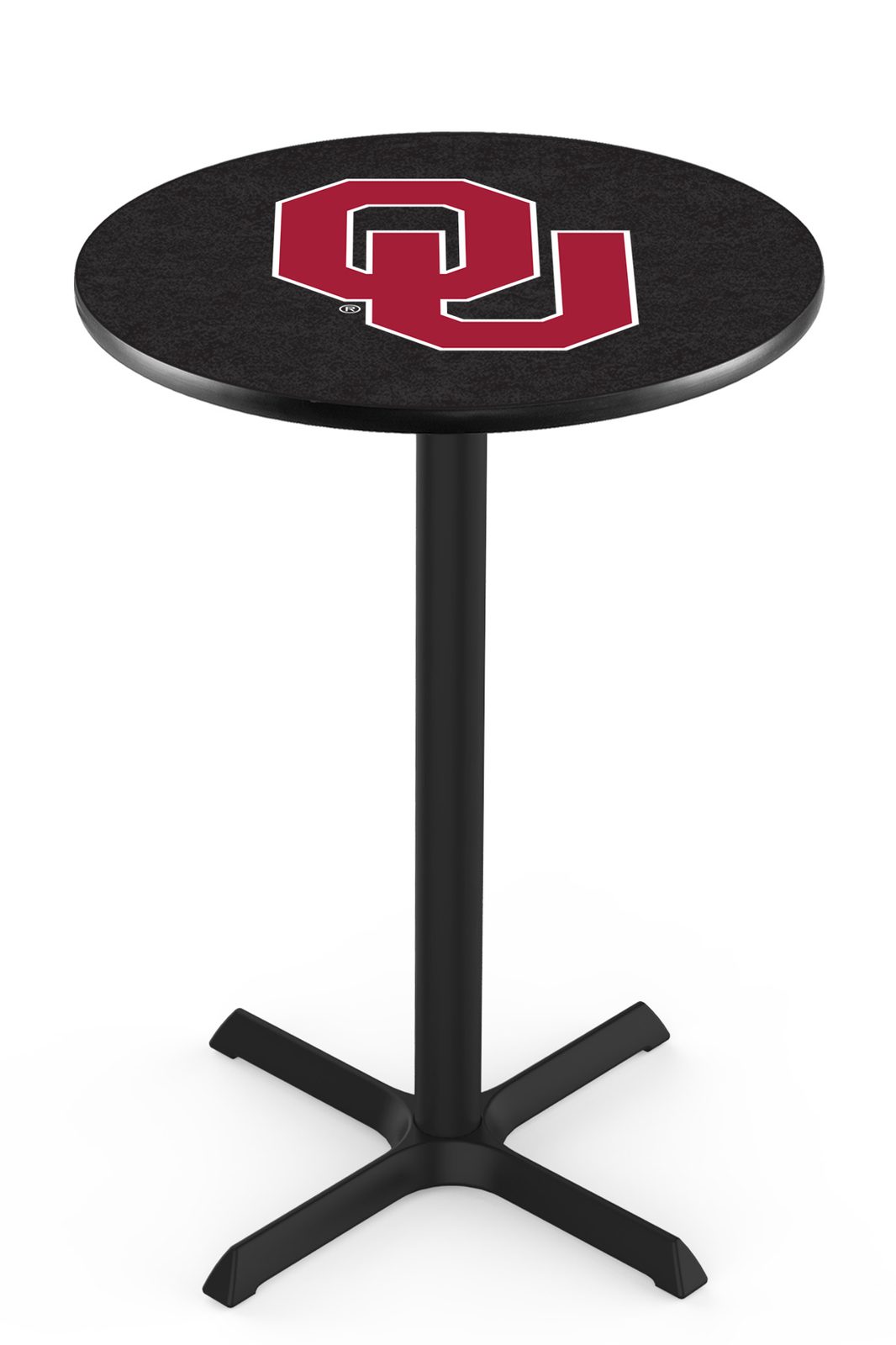 Oklahoma University 42-Inch Pub Table with 36-Inch Top, Cross Base Base, and Black Wrinkle Finish 1 Oklahoma University 42-Inch Pub Table with 36-Inch Top, Cross Base Base, and Black Wrinkle Finish