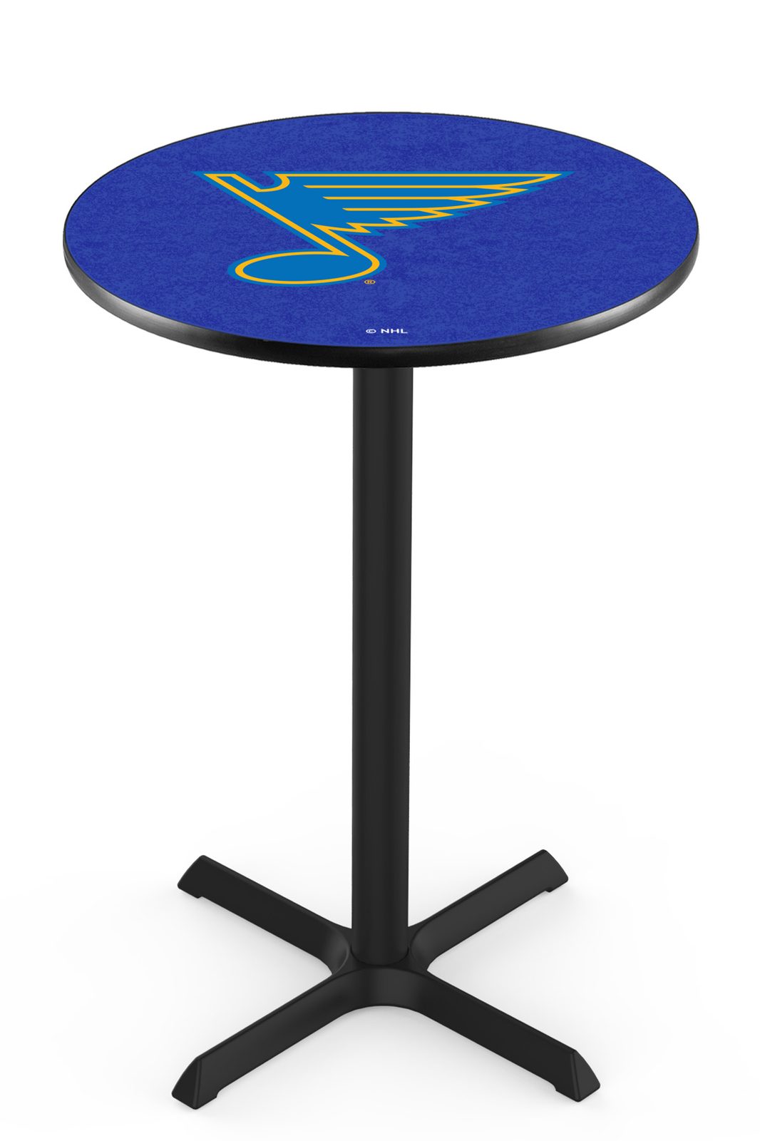 St Louis Blues 42-Inch Pub Table with 36-Inch Top, Cross Base Base, and Black Wrinkle Finish 1 St Louis Blues 42-Inch Pub Table with 36-Inch Top, Cross Base Base, and Black Wrinkle Finish