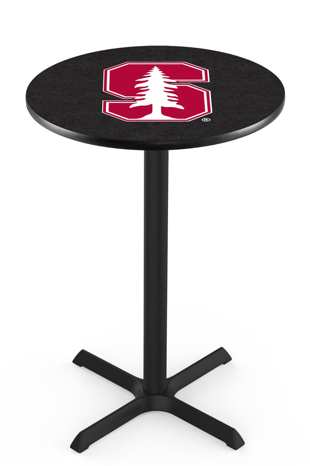 Stanford University 36-Inch Pub Table with 30-Inch Top, Cross Base Base, and Black Wrinkle Finish 1 Stanford University 36-Inch Pub Table with 30-Inch Top, Cross Base Base, and Black Wrinkle Finish