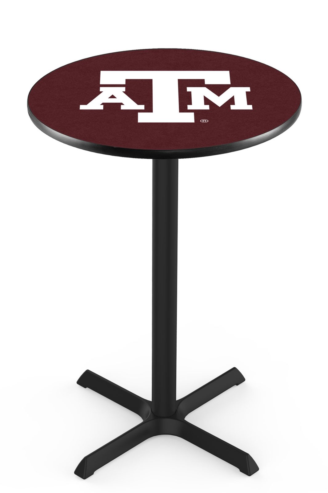 Texas A&M 42-Inch Pub Table with 36-Inch Top, Cross Base Base, and Black Wrinkle Finish 1 Texas A&M 42-Inch Pub Table with 36-Inch Top, Cross Base Base, and Black Wrinkle Finish