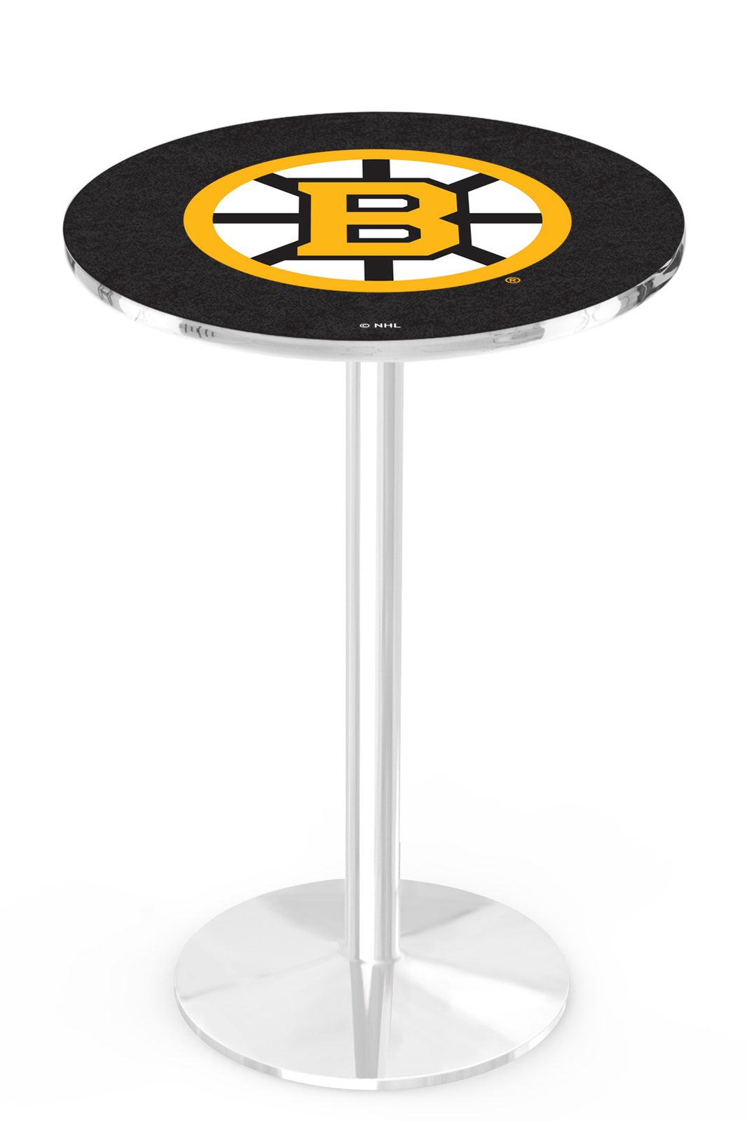 Boston Bruins 36-Inch Pub Table with 30-Inch Top, Round Base Base, and Chrome Finish 1 Boston Bruins 36-Inch Pub Table with 30-Inch Top, Round Base Base, and Chrome Finish