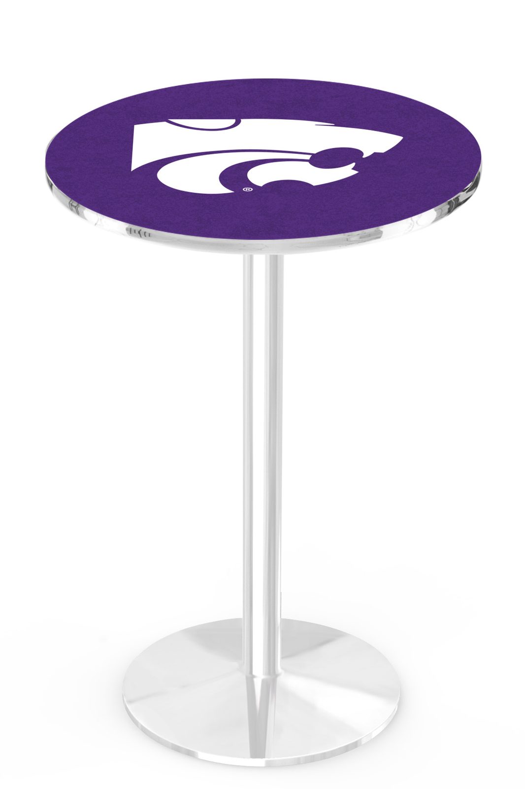 Kansas State University 36-Inch Pub Table with 30-Inch Top, Round Base Base, and Chrome Finish 1 Kansas State University 36-Inch Pub Table with 30-Inch Top, Round Base Base, and Chrome Finish