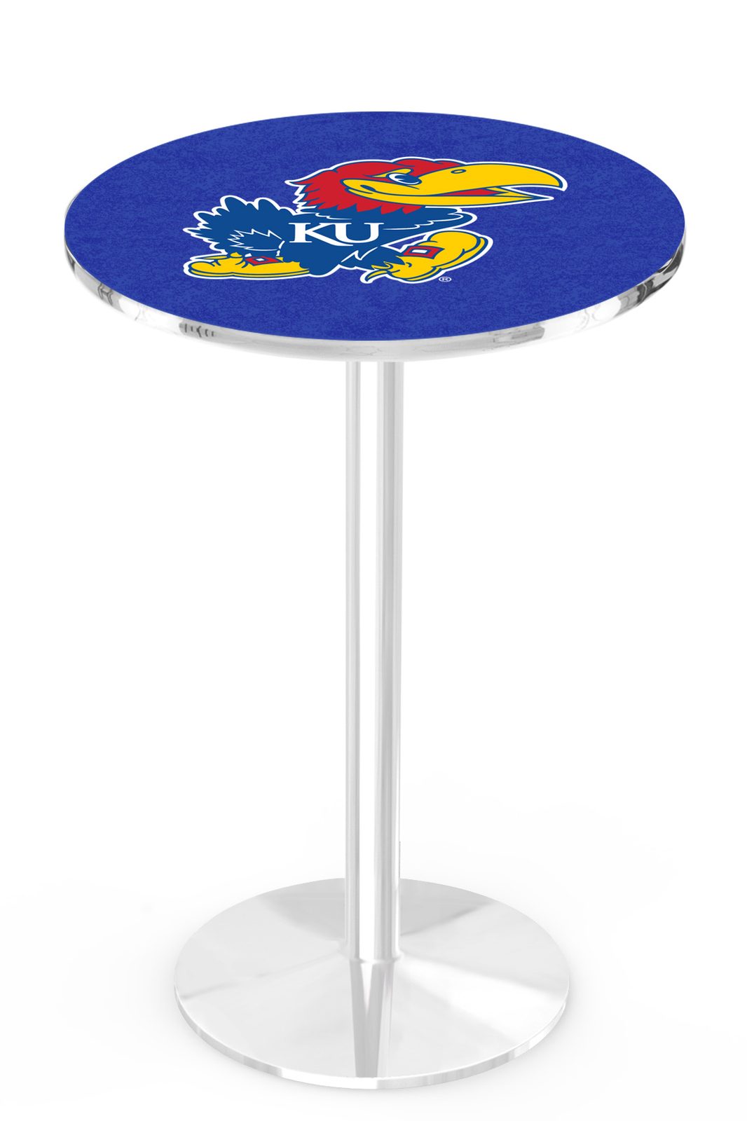 University of Kansas 36-Inch Pub Table with 30-Inch Top, Round Base Base, and Chrome Finish 1 University of Kansas 36-Inch Pub Table with 30-Inch Top, Round Base Base, and Chrome Finish