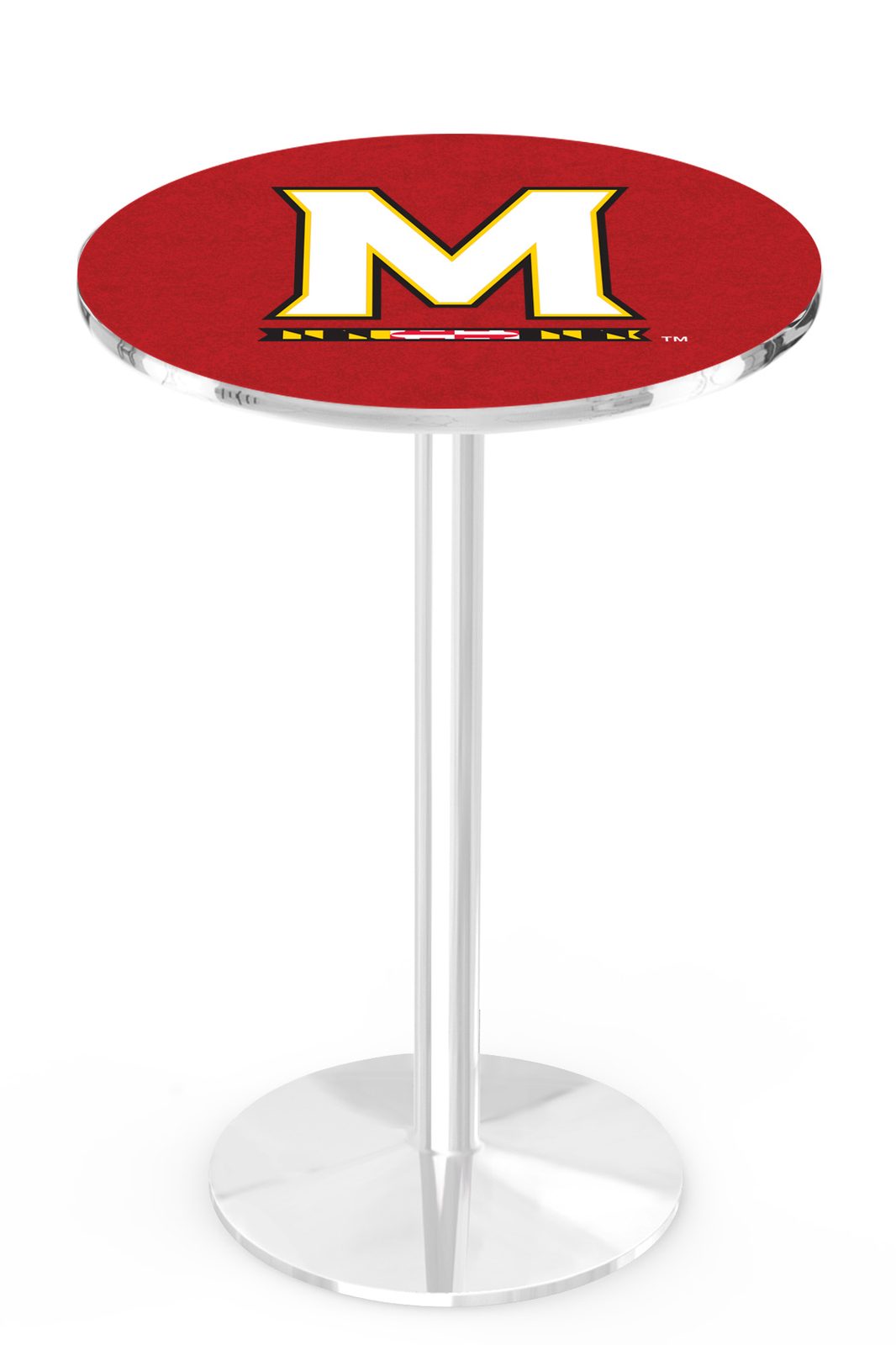 University of Maryland 36-Inch Pub Table with 30-Inch Top, Round Base Base, and Chrome Finish 1 University of Maryland 36-Inch Pub Table with 30-Inch Top, Round Base Base, and Chrome Finish