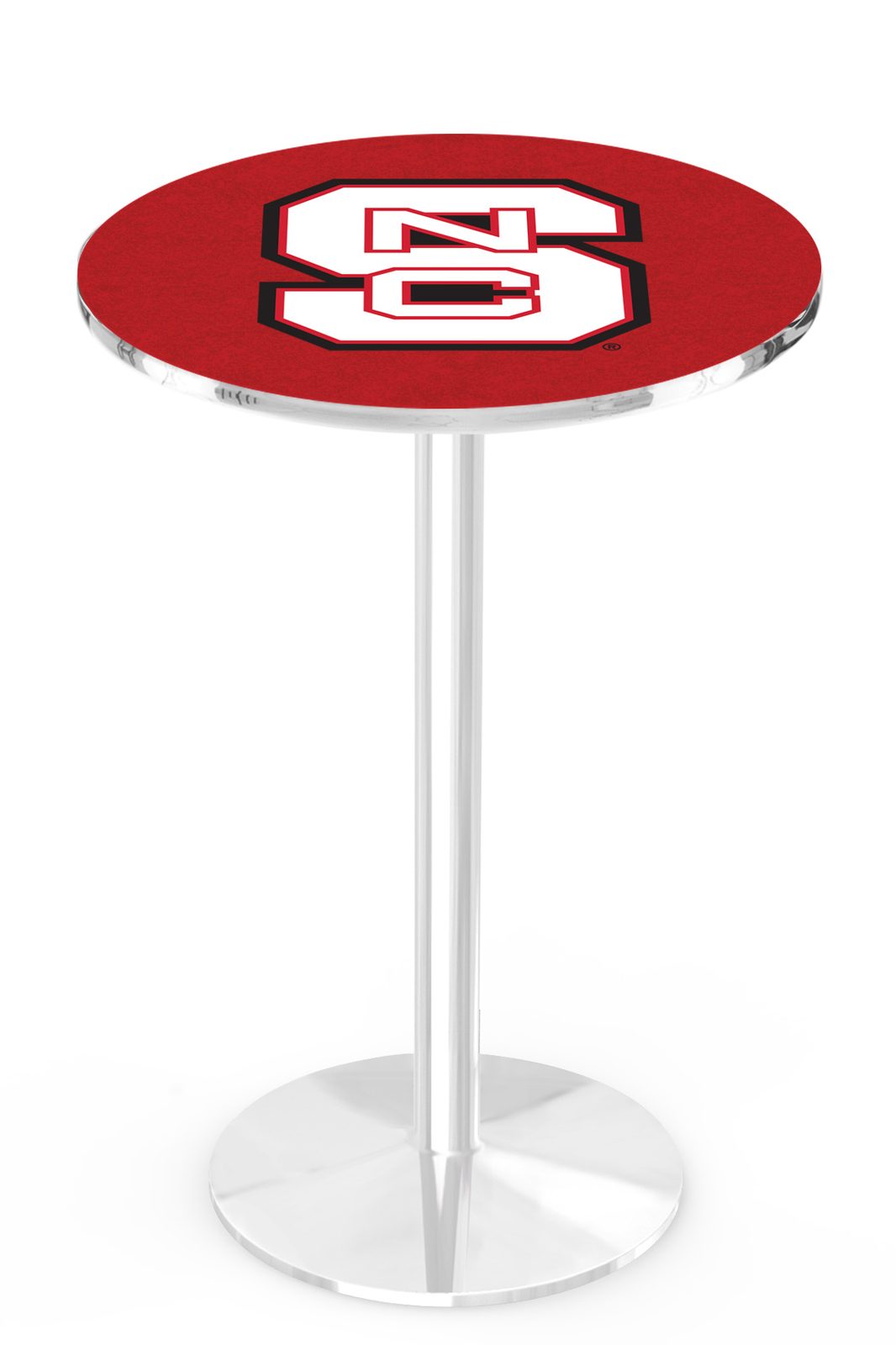 North Carolina State University 36-Inch Pub Table with 30-Inch Top, Round Base Base, and Chrome Finish 1 North Carolina State University 36-Inch Pub Table with 30-Inch Top, Round Base Base, and Chrome Finish