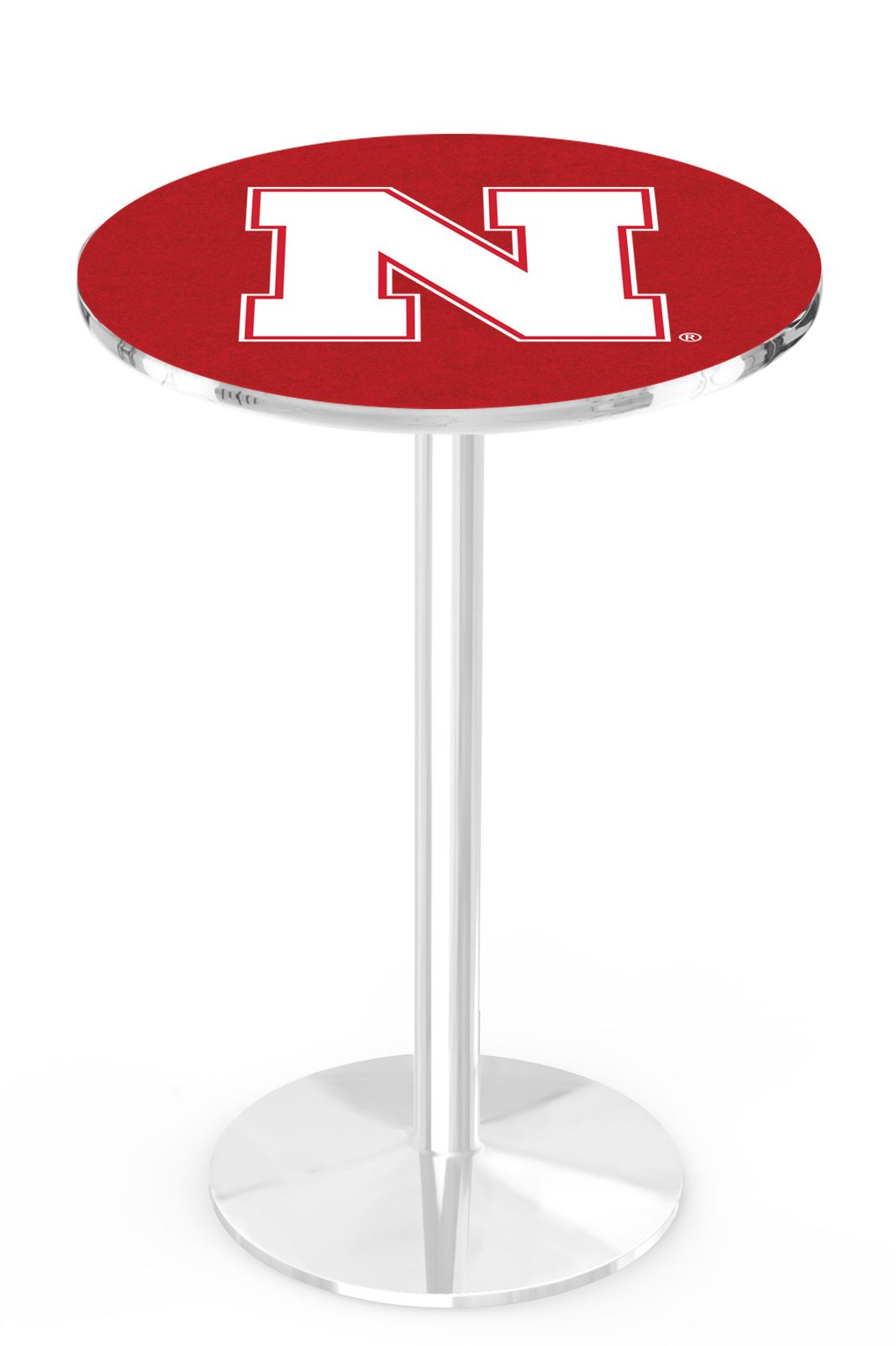 University of Nebraska 42-Inch Pub Table with 30-Inch Top, Round Base Base, and Chrome Finish 1 University of Nebraska 42-Inch Pub Table with 30-Inch Top, Round Base Base, and Chrome Finish