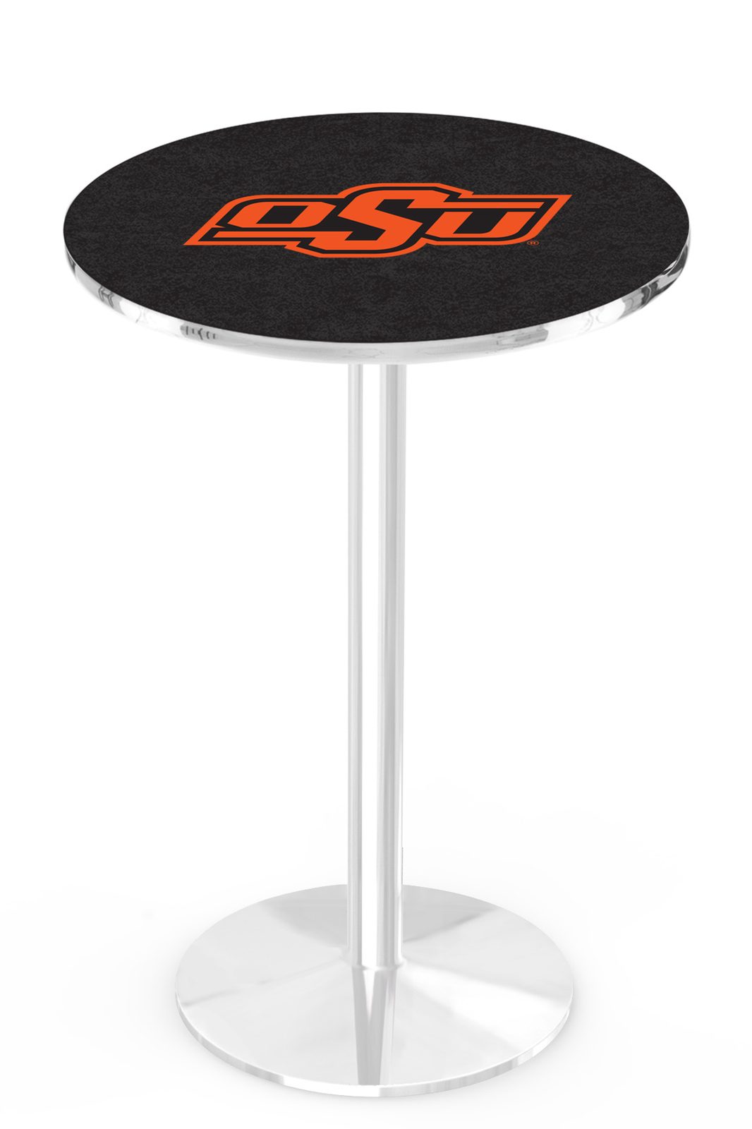 Oklahoma State University 36-Inch Pub Table with 30-Inch Top, Round Base Base, and Chrome Finish 1 Oklahoma State University 36-Inch Pub Table with 30-Inch Top, Round Base Base, and Chrome Finish