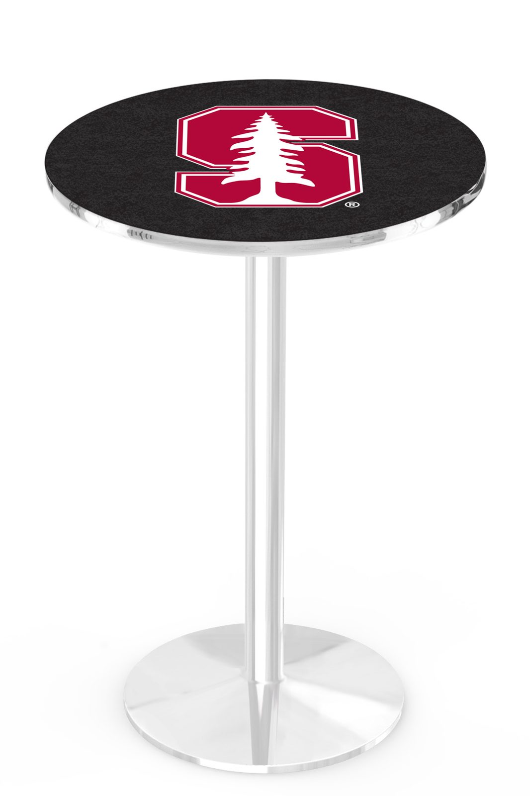 Stanford University 36-Inch Pub Table with 30-Inch Top, Round Base Base, and Chrome Finish 1 Stanford University 36-Inch Pub Table with 30-Inch Top, Round Base Base, and Chrome Finish
