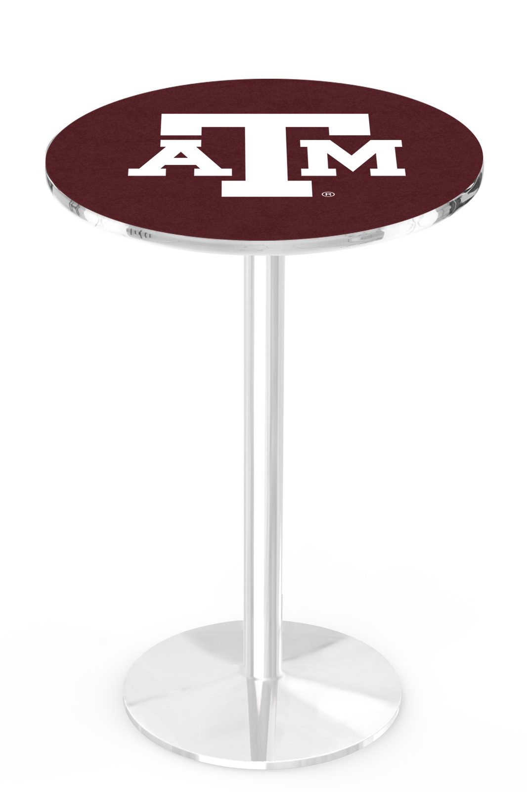 Texas A&M 36-Inch Pub Table with 36-Inch Top, Round Base Base, and Chrome Finish 1 Texas A&M 36-Inch Pub Table with 36-Inch Top, Round Base Base, and Chrome Finish