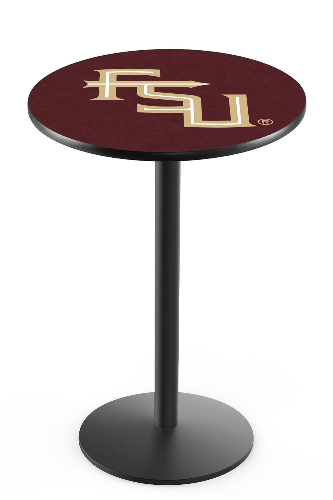 Florida State (Script) 42-Inch Pub Table with 30-Inch Top, Round Base Base, and Black Wrinkle Finish 1 Florida State (Script) 42-Inch Pub Table with 30-Inch Top, Round Base Base, and Black Wrinkle Finish