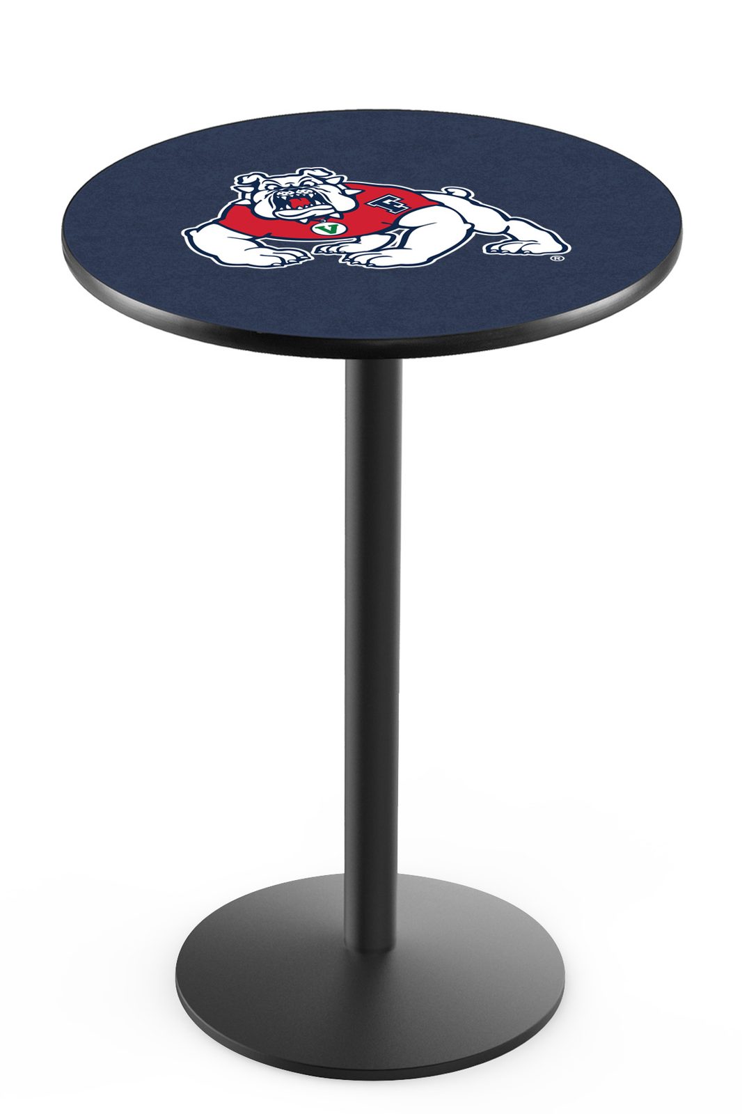 Fresno State University 42-Inch Pub Table with 30-Inch Top, Round Base Base, and Black Wrinkle Finish 1 Fresno State University 42-Inch Pub Table with 30-Inch Top, Round Base Base, and Black Wrinkle Finish