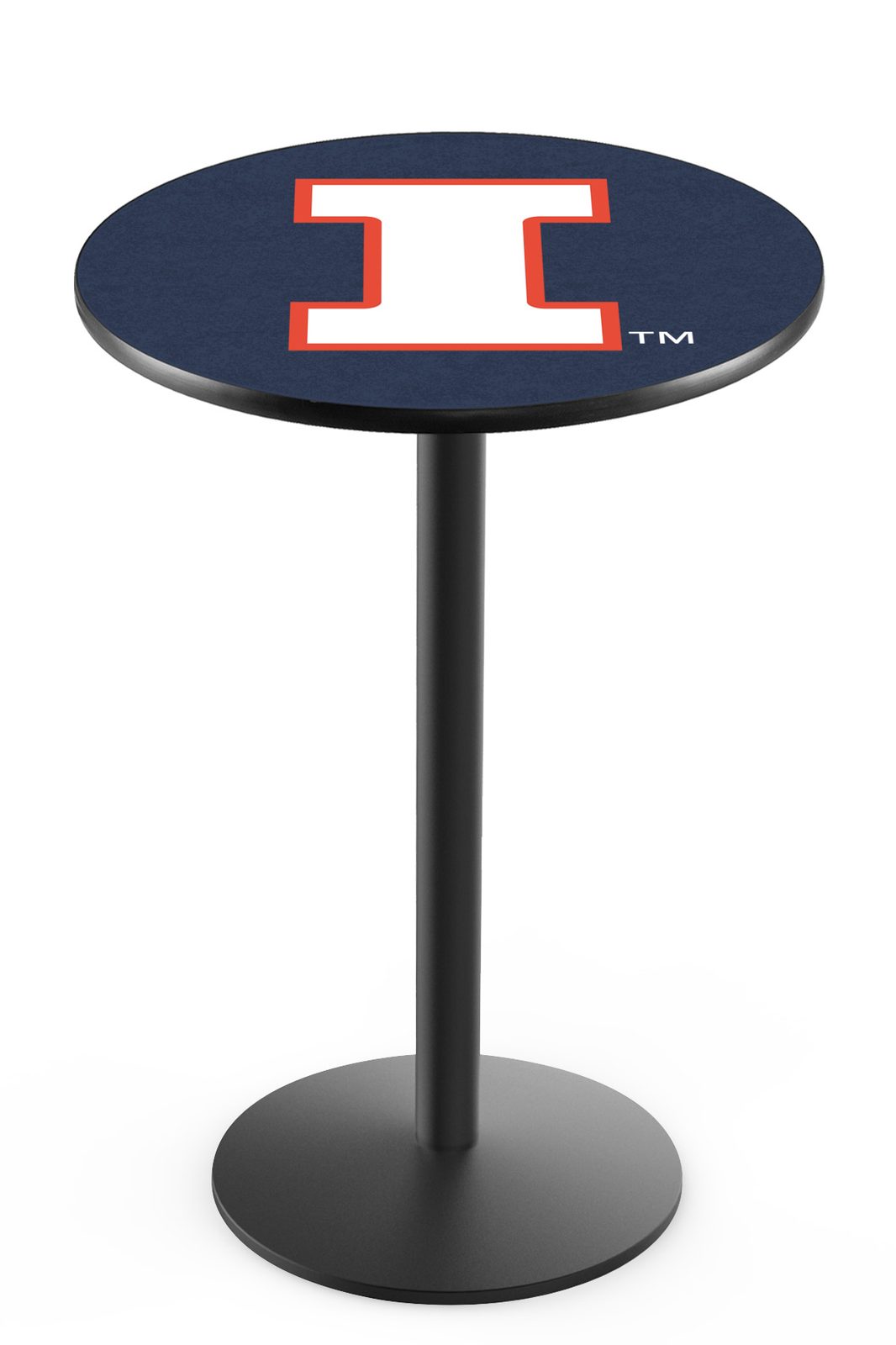 University of Illinois 36-Inch Pub Table with 36-Inch Top, Round Base Base, and Black Wrinkle Finish 1 University of Illinois 36-Inch Pub Table with 36-Inch Top, Round Base Base, and Black Wrinkle Finish