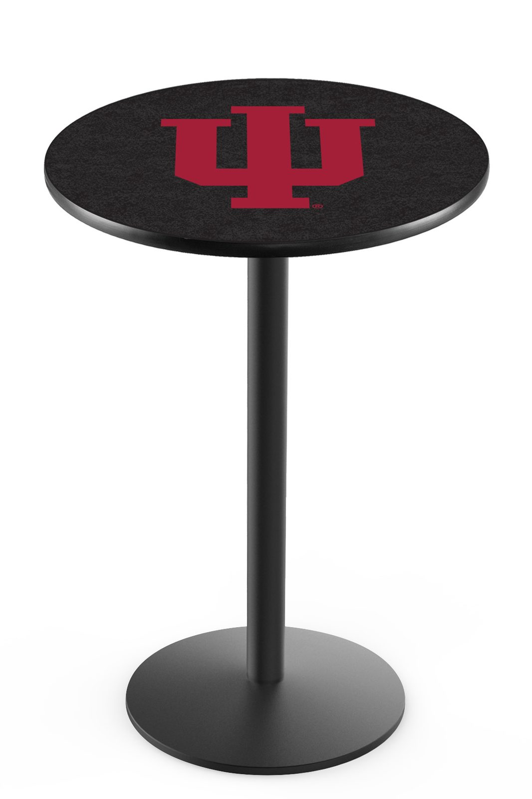 Indiana University 36-Inch Pub Table with 36-Inch Top, Round Base Base, and Black Wrinkle Finish 1 Indiana University 36-Inch Pub Table with 36-Inch Top, Round Base Base, and Black Wrinkle Finish