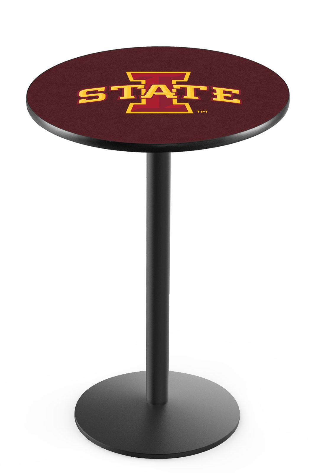 Iowa State University 36-Inch Pub Table with 36-Inch Top, Round Base Base, and Black Wrinkle Finish 1 Iowa State University 36-Inch Pub Table with 36-Inch Top, Round Base Base, and Black Wrinkle Finish