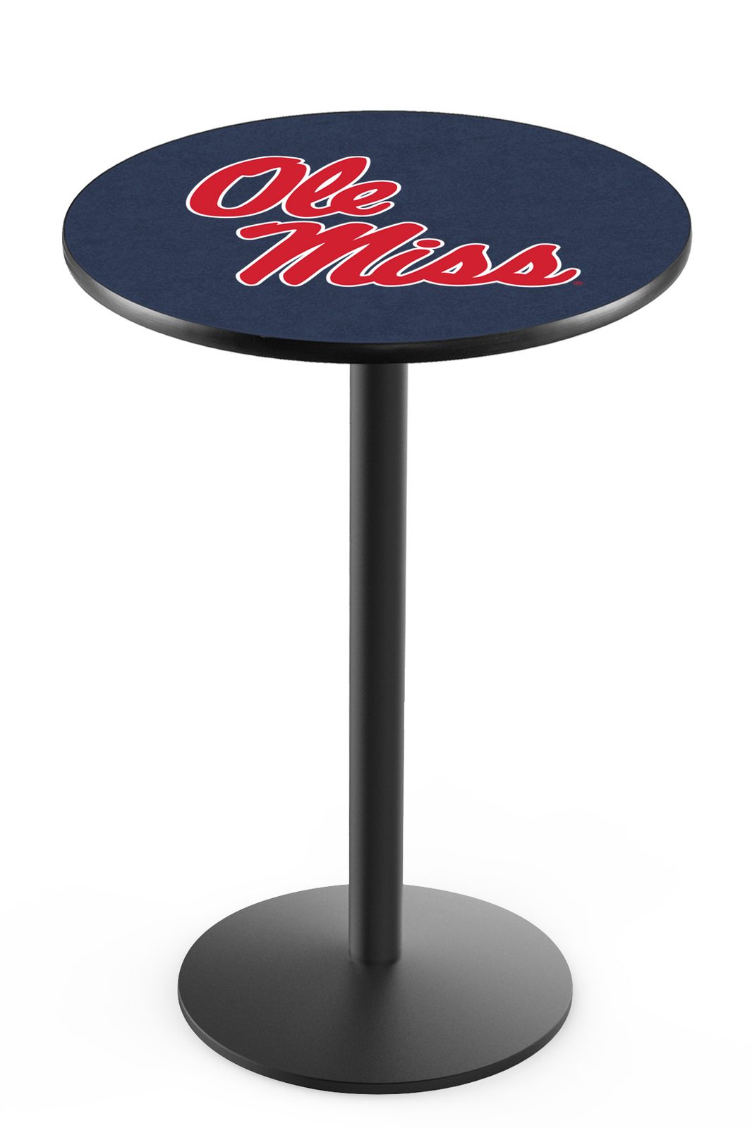 University of Mississippi 36-Inch Pub Table with 30-Inch Top, Round Base Base, and Black Wrinkle Finish 1 University of Mississippi 36-Inch Pub Table with 30-Inch Top, Round Base Base, and Black Wrinkle Finish