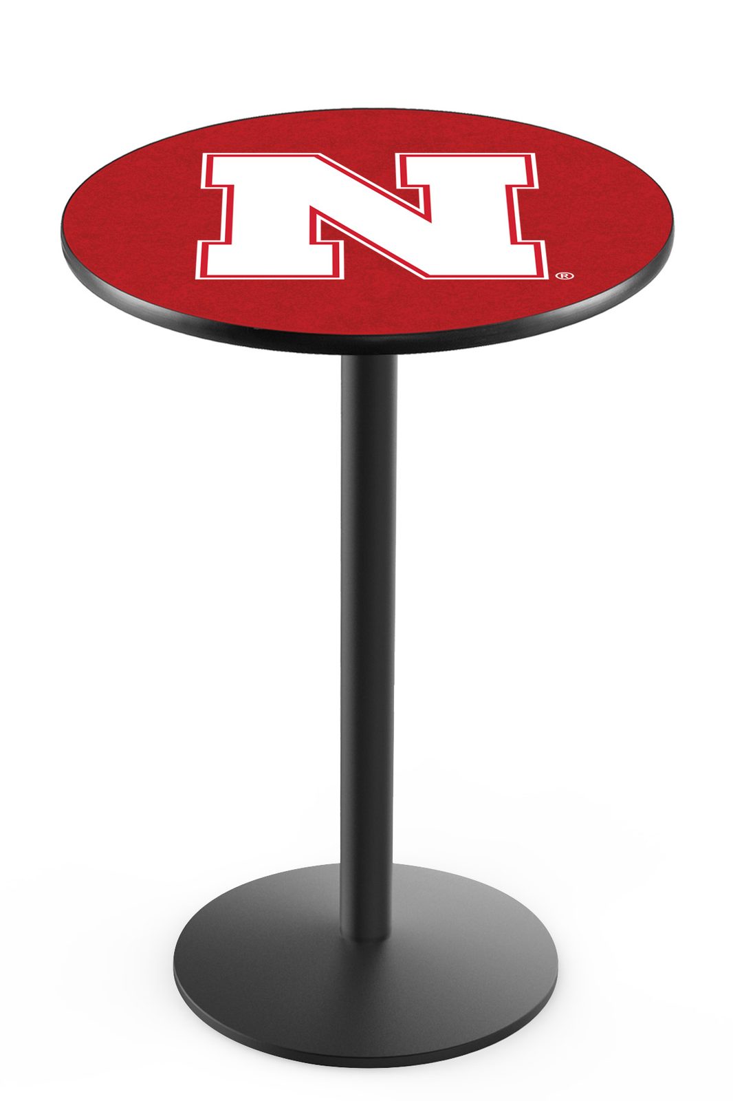 University of Nebraska 36-Inch Pub Table with 36-Inch Top, Round Base Base, and Black Wrinkle Finish 1 University of Nebraska 36-Inch Pub Table with 36-Inch Top, Round Base Base, and Black Wrinkle Finish