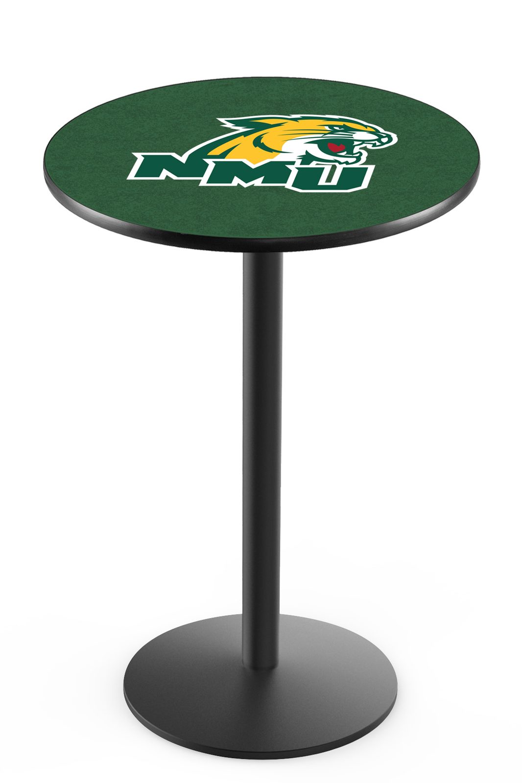 Northern Michigan University 42-Inch Pub Table with 30-Inch Top, Round Base Base, and Black Wrinkle Finish 1 Northern Michigan University 42-Inch Pub Table with 30-Inch Top, Round Base Base, and Black Wrinkle Finish