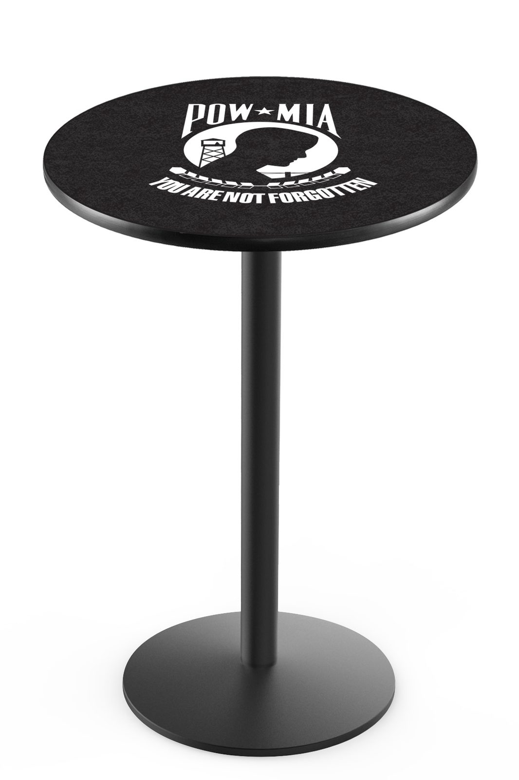 POW/MIA 42-Inch Pub Table with 30-Inch Top, Round Base Base, and Black Wrinkle Finish 1 POW/MIA 42-Inch Pub Table with 30-Inch Top, Round Base Base, and Black Wrinkle Finish