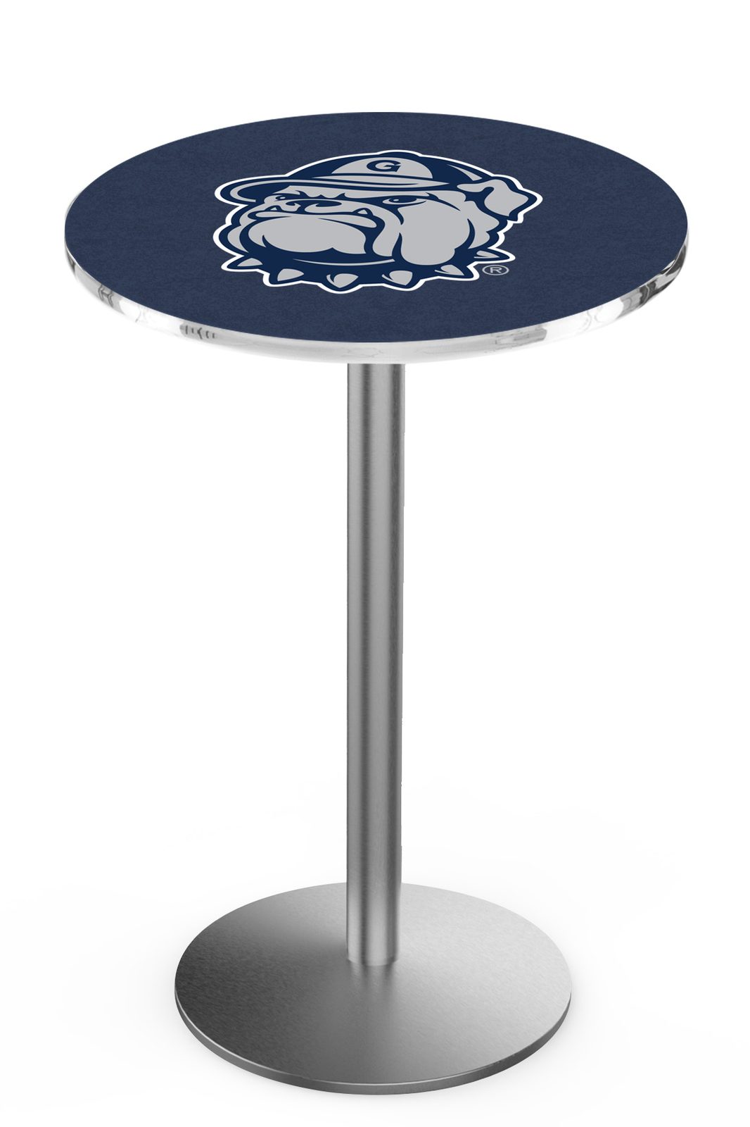 Georgetown University 36-Inch Pub Table with 30-Inch Top, Round Base Base, and Stainless Finish 1 Georgetown University 36-Inch Pub Table with 30-Inch Top, Round Base Base, and Stainless Finish