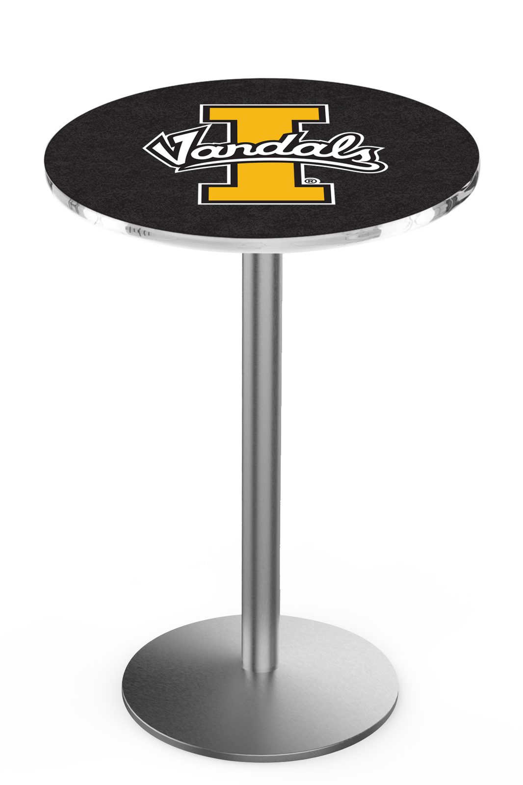 University of Idaho 36-Inch Pub Table with 30-Inch Top, Round Base Base, and Stainless Finish 1 University of Idaho 36-Inch Pub Table with 30-Inch Top, Round Base Base, and Stainless Finish