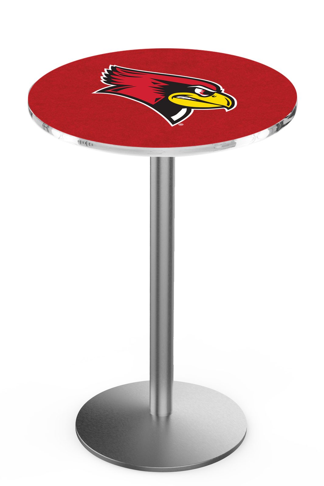Illinois State University 36-Inch Pub Table with 30-Inch Top, Round Base Base, and Stainless Finish 1 Illinois State University 36-Inch Pub Table with 30-Inch Top, Round Base Base, and Stainless Finish