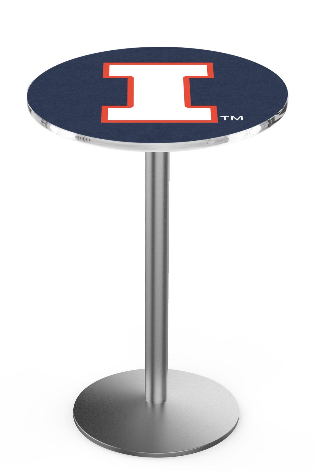 University of Illinois 36-Inch Pub Table with 30-Inch Top, Round Base Base, and Stainless Finish 1 University of Illinois 36-Inch Pub Table with 30-Inch Top, Round Base Base, and Stainless Finish