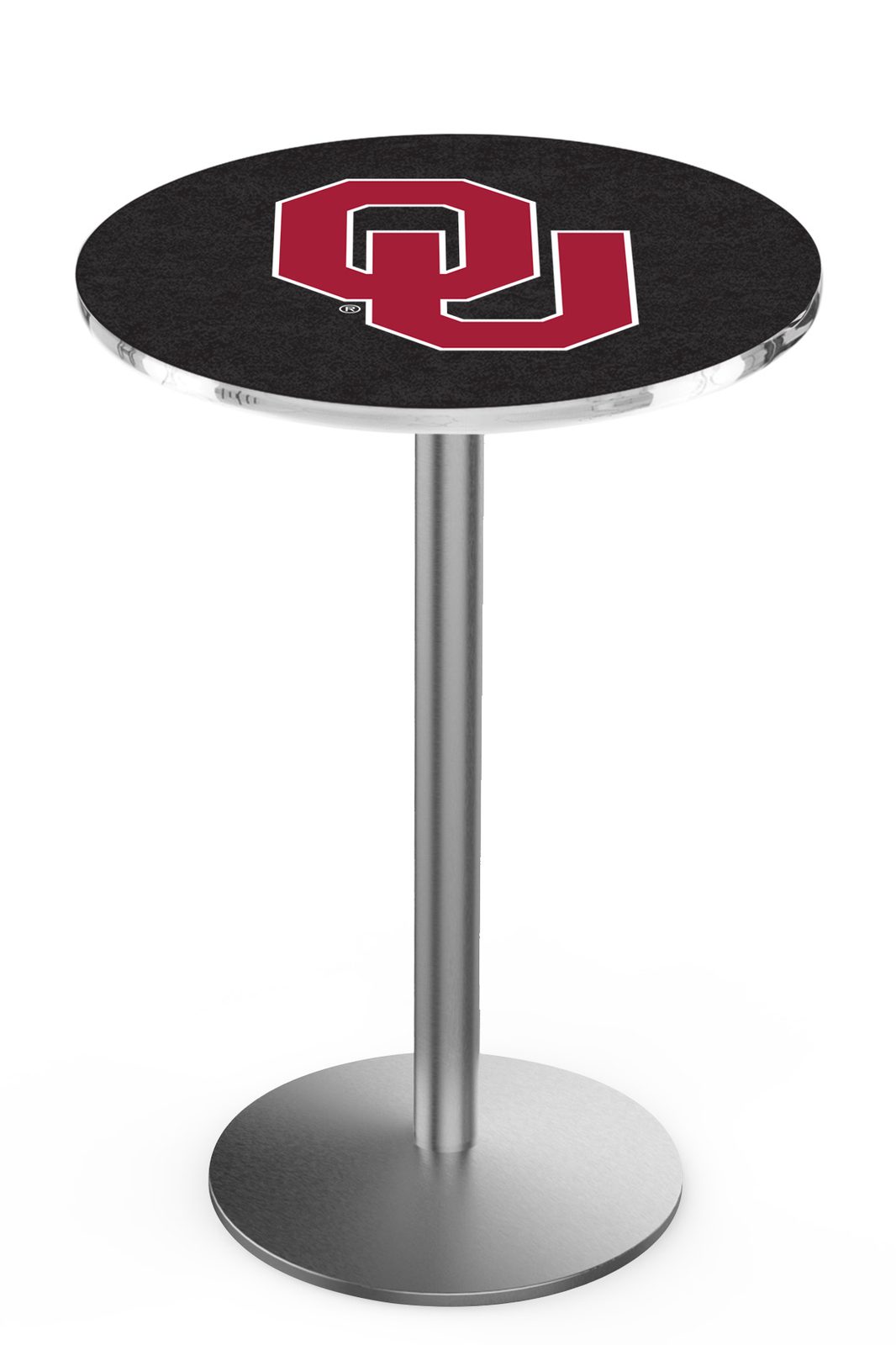 Oklahoma University 42-Inch Pub Table with 30-Inch Top, Round Base Base, and Stainless Finish 1 Oklahoma University 42-Inch Pub Table with 30-Inch Top, Round Base Base, and Stainless Finish