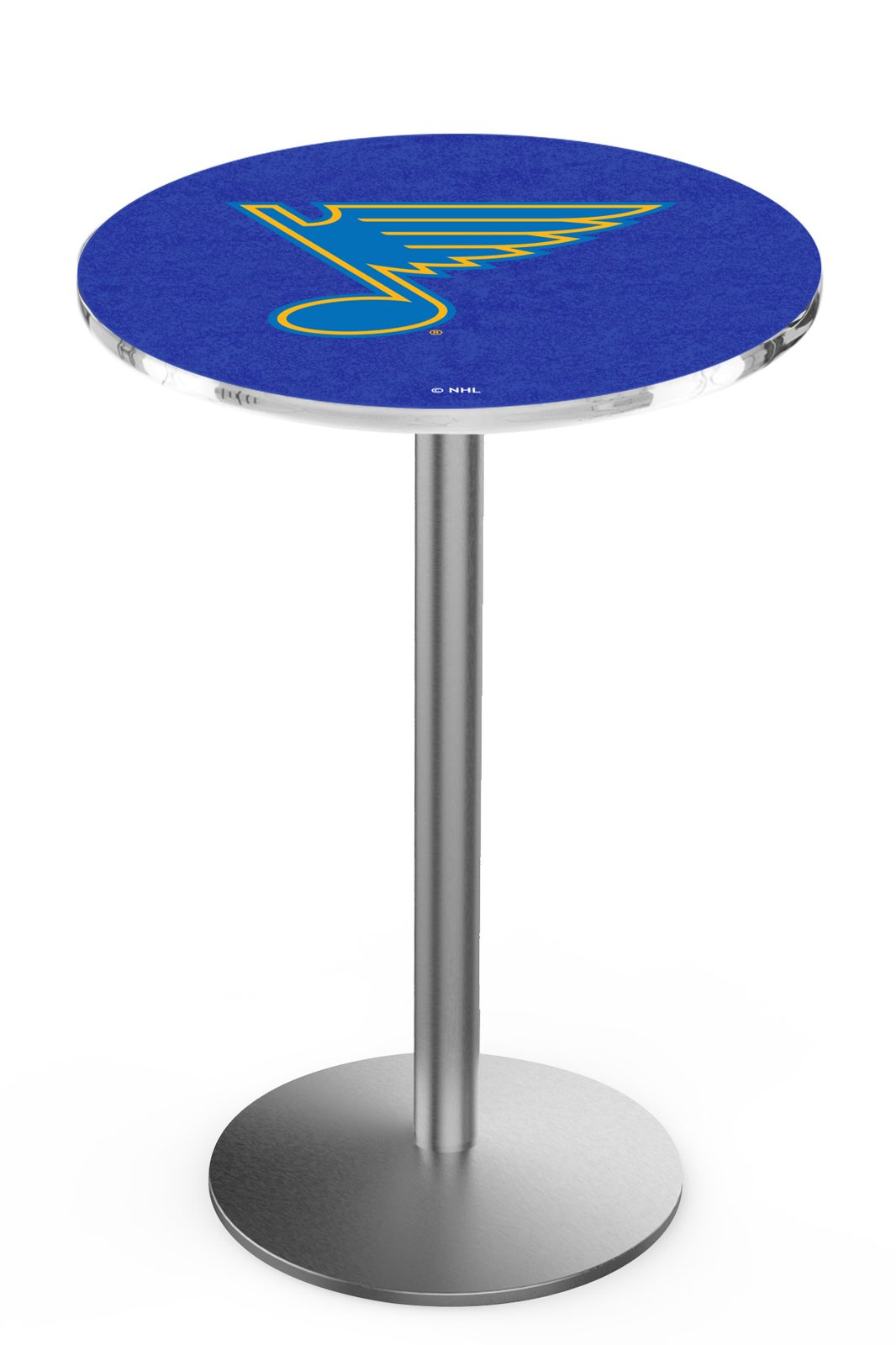 St Louis Blues 36-Inch Pub Table with 30-Inch Top, Round Base Base, and Stainless Finish 1 St Louis Blues 36-Inch Pub Table with 30-Inch Top, Round Base Base, and Stainless Finish