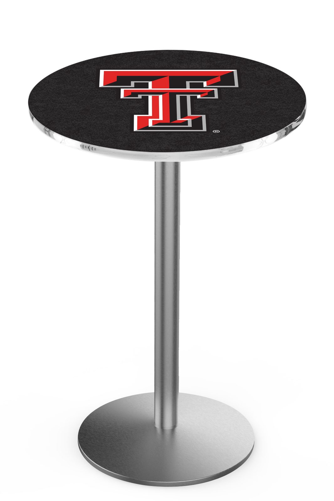 Texas Tech University 36-Inch Pub Table with 36-Inch Top, Round Base Base, and Stainless Finish 1 Texas Tech University 36-Inch Pub Table with 36-Inch Top, Round Base Base, and Stainless Finish