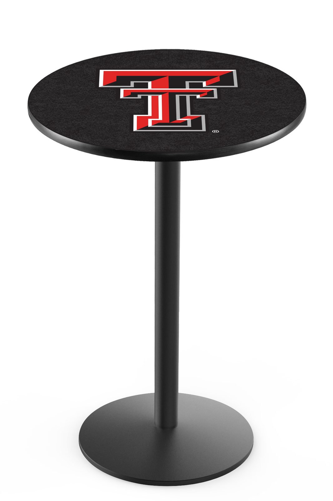 Texas Tech University 42-Inch Pub Table with 30-Inch Top, Round Base Base, and Black Wrinkle Finish 1 Texas Tech University 42-Inch Pub Table with 30-Inch Top, Round Base Base, and Black Wrinkle Finish