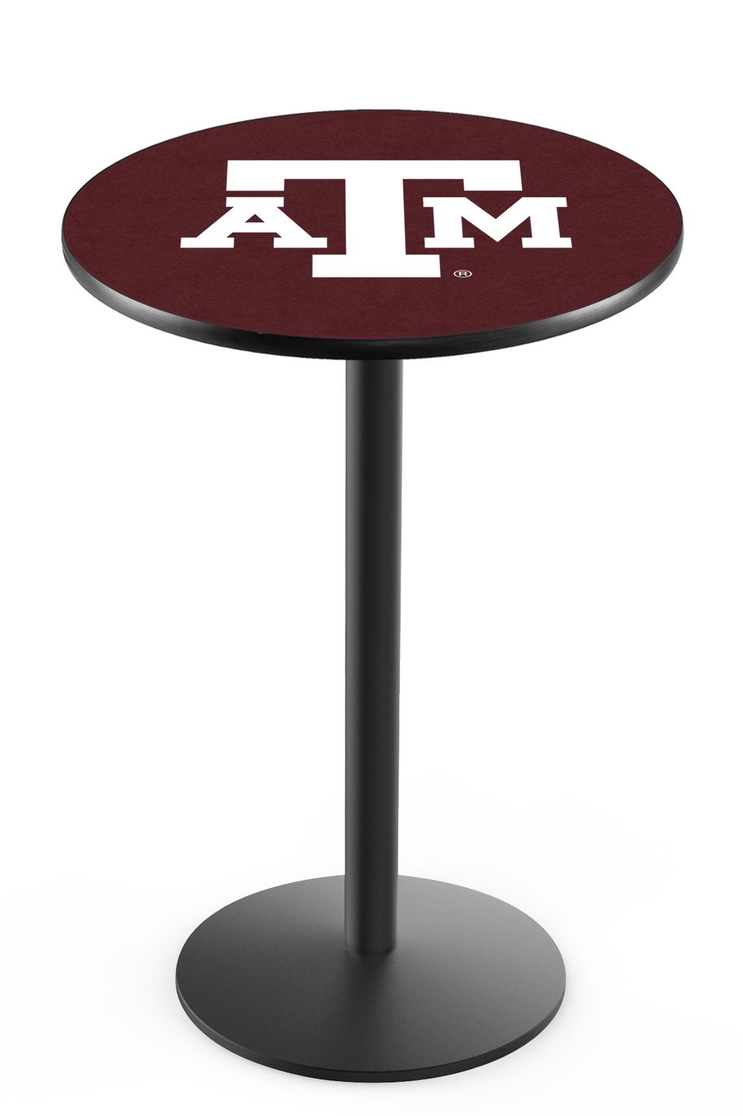 Texas A&M 36-Inch Pub Table with 36-Inch Top, Round Base Base, and Black Wrinkle Finish 1 Texas A&M 36-Inch Pub Table with 36-Inch Top, Round Base Base, and Black Wrinkle Finish