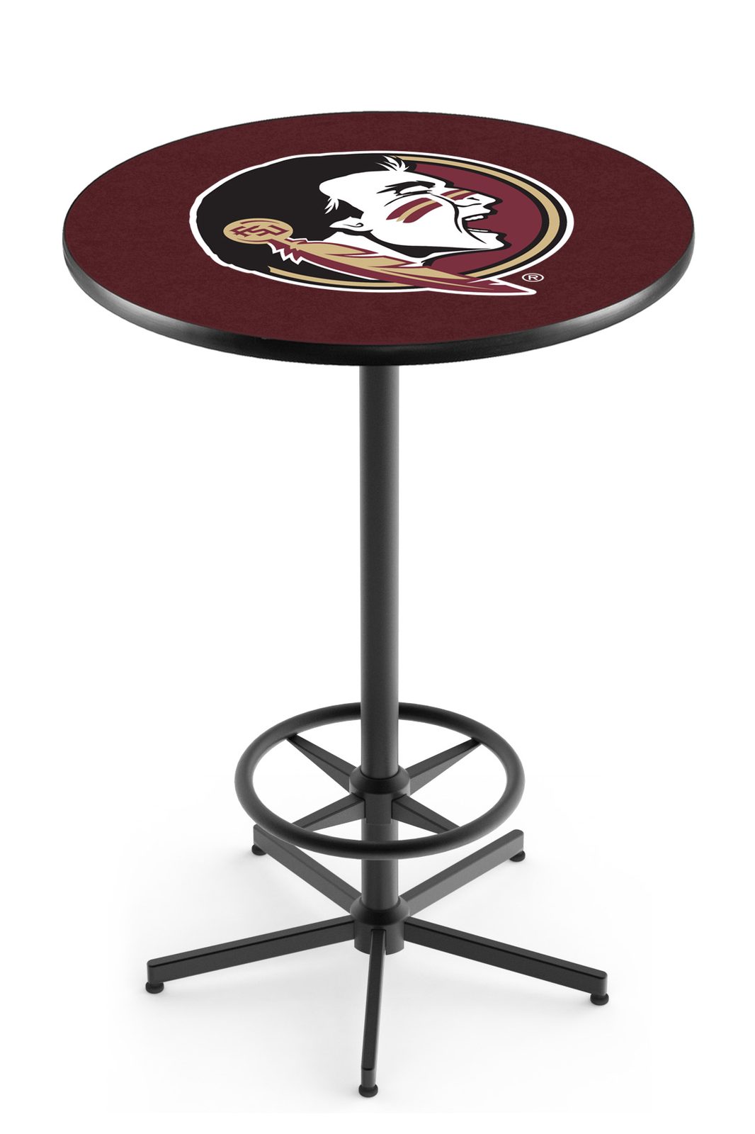 Florida State (Head) 42-Inch Pub Table with 36-Inch Top, Star Base Base, and Black Wrinkle Finish 1 Florida State (Head) 42-Inch Pub Table with 36-Inch Top, Star Base Base, and Black Wrinkle Finish
