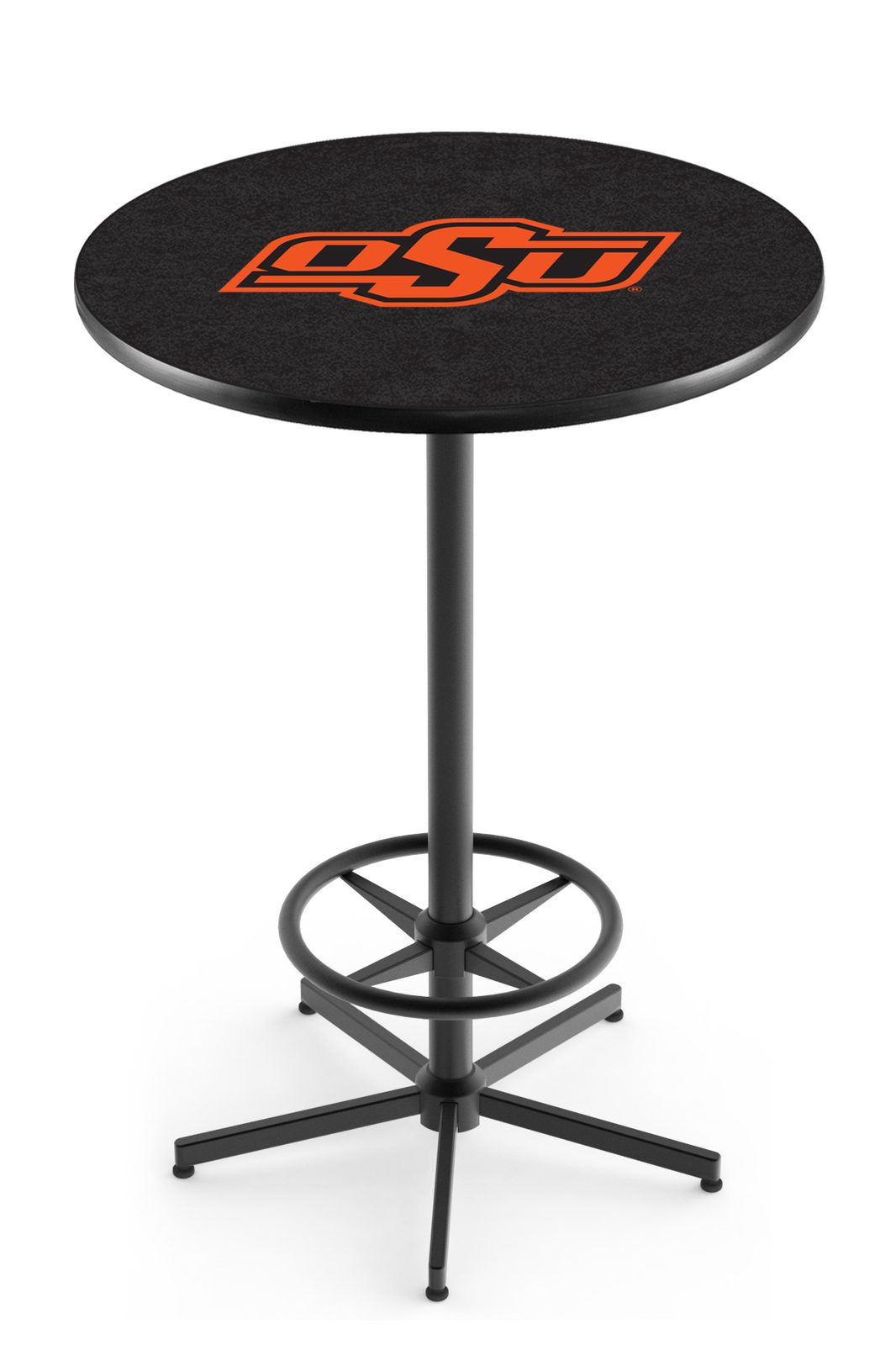 Oklahoma State University 42-Inch Pub Table with 30-Inch Top, Star Base Base, and Black Wrinkle Finish 1 Oklahoma State University 42-Inch Pub Table with 30-Inch Top, Star Base Base, and Black Wrinkle Finish