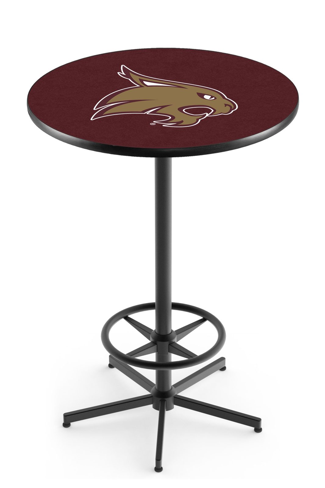 Texas State University 42-Inch Pub Table with 36-Inch Top, Star Base Base, and Black Wrinkle Finish 1 Texas State University 42-Inch Pub Table with 36-Inch Top, Star Base Base, and Black Wrinkle Finish