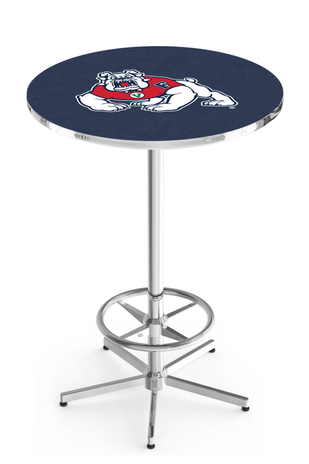 Fresno State University 42-Inch Pub Table with 30-Inch Top, Star Base Base, and Chrome Finish 1 Fresno State University 42-Inch Pub Table with 30-Inch Top, Star Base Base, and Chrome Finish