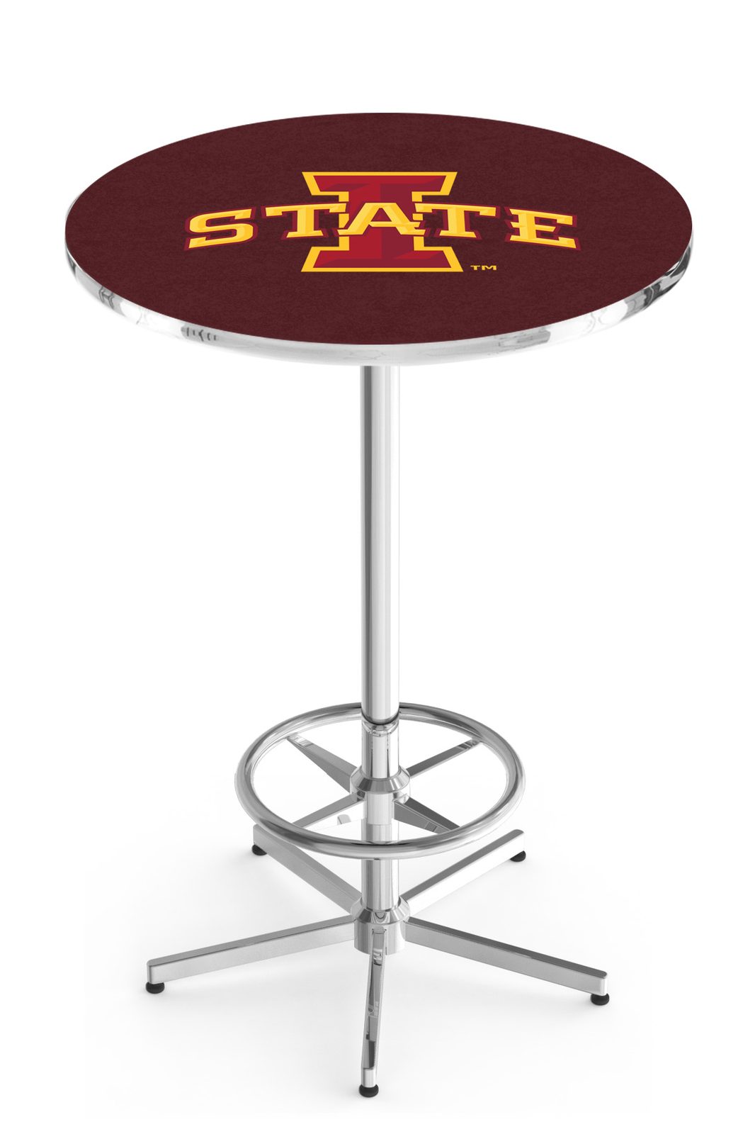 Iowa State University 42-Inch Pub Table with 30-Inch Top, Star Base Base, and Chrome Finish 1 Iowa State University 42-Inch Pub Table with 30-Inch Top, Star Base Base, and Chrome Finish
