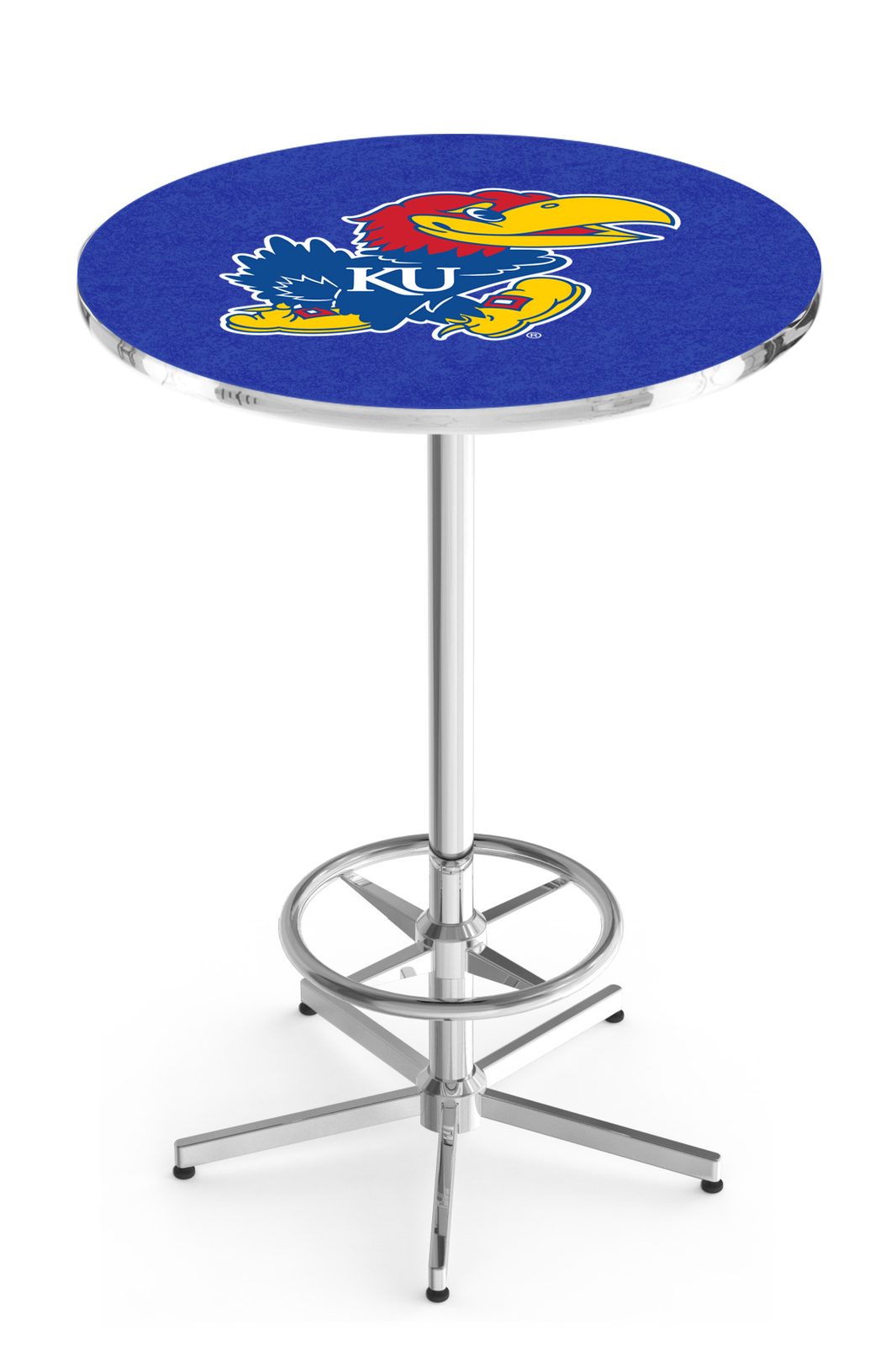 University of Kansas 42-Inch Pub Table with 30-Inch Top, Star Base Base, and Chrome Finish 1 University of Kansas 42-Inch Pub Table with 30-Inch Top, Star Base Base, and Chrome Finish