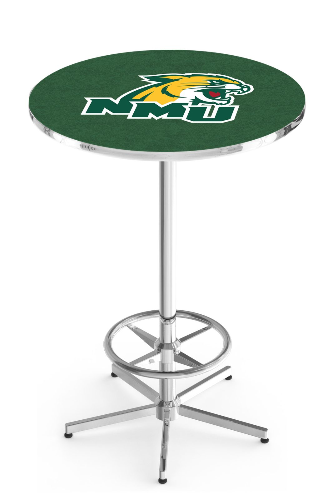 Northern Michigan University 42-Inch Pub Table with 30-Inch Top, Star Base Base, and Chrome Finish 1 Northern Michigan University 42-Inch Pub Table with 30-Inch Top, Star Base Base, and Chrome Finish
