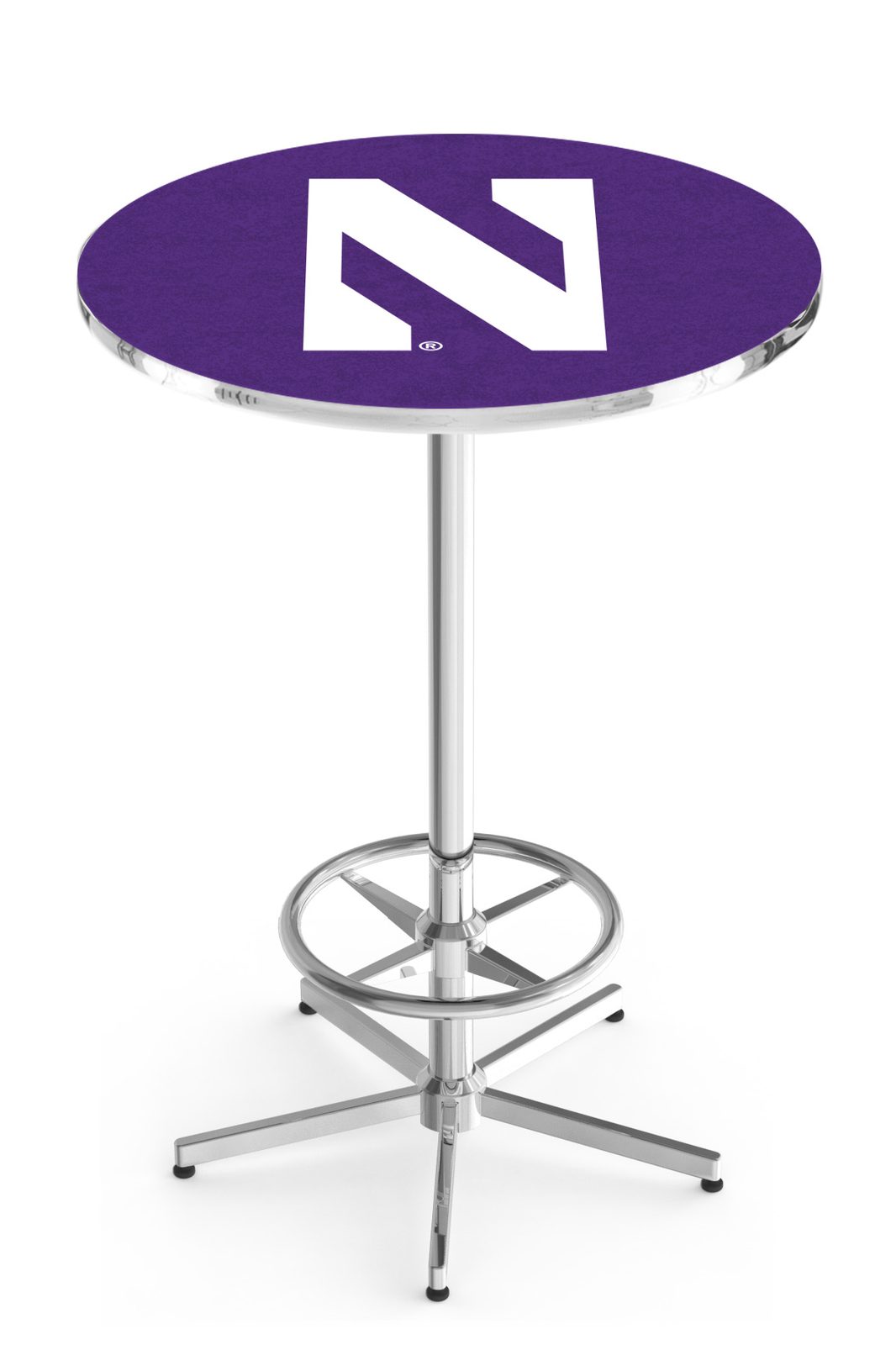 Northwestern University 42-Inch Pub Table with 30-Inch Top, Star Base Base, and Chrome Finish 1 Northwestern University 42-Inch Pub Table with 30-Inch Top, Star Base Base, and Chrome Finish
