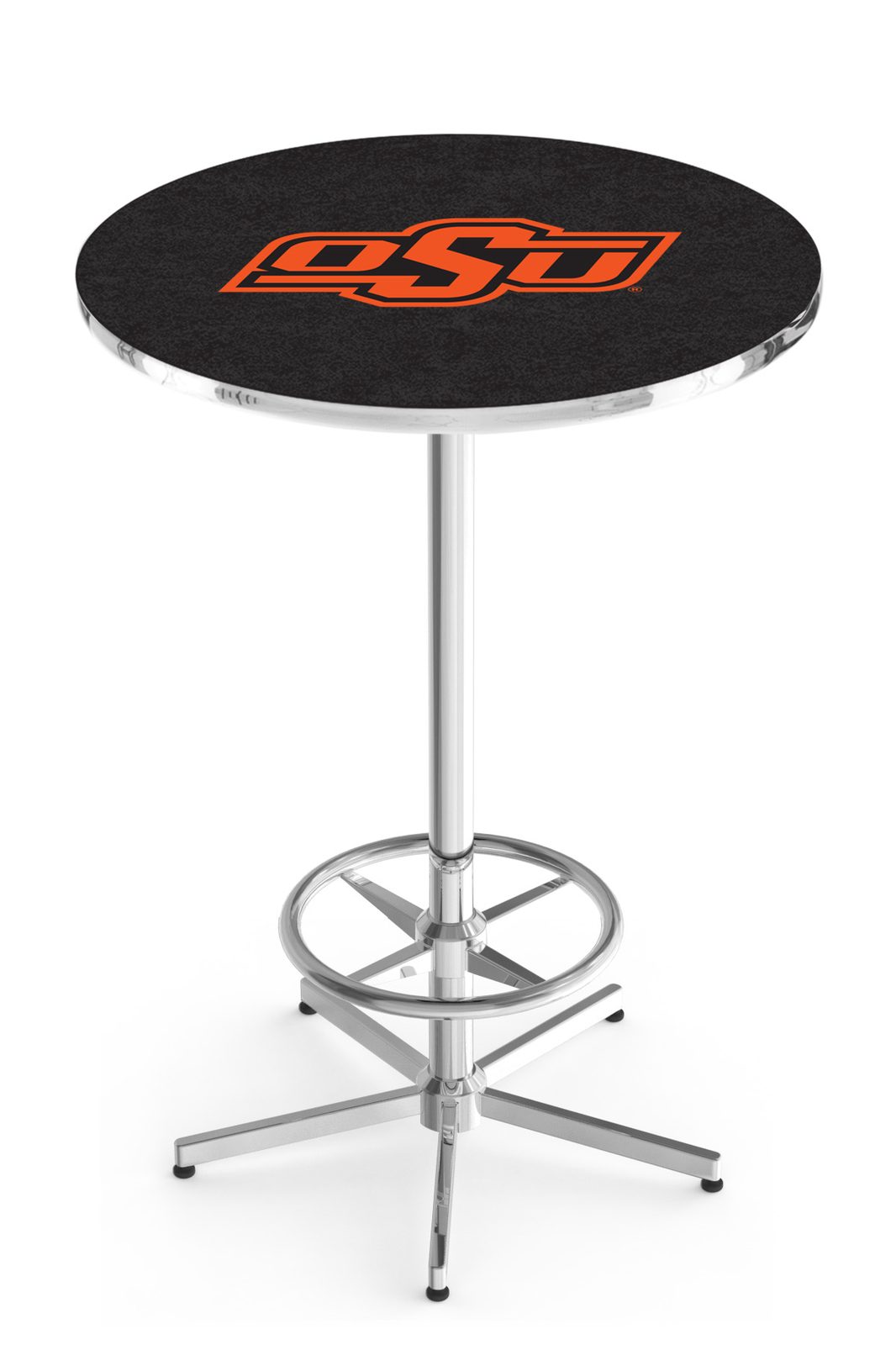 Oklahoma State University 42-Inch Pub Table with 30-Inch Top, Star Base Base, and Chrome Finish 1 Oklahoma State University 42-Inch Pub Table with 30-Inch Top, Star Base Base, and Chrome Finish
