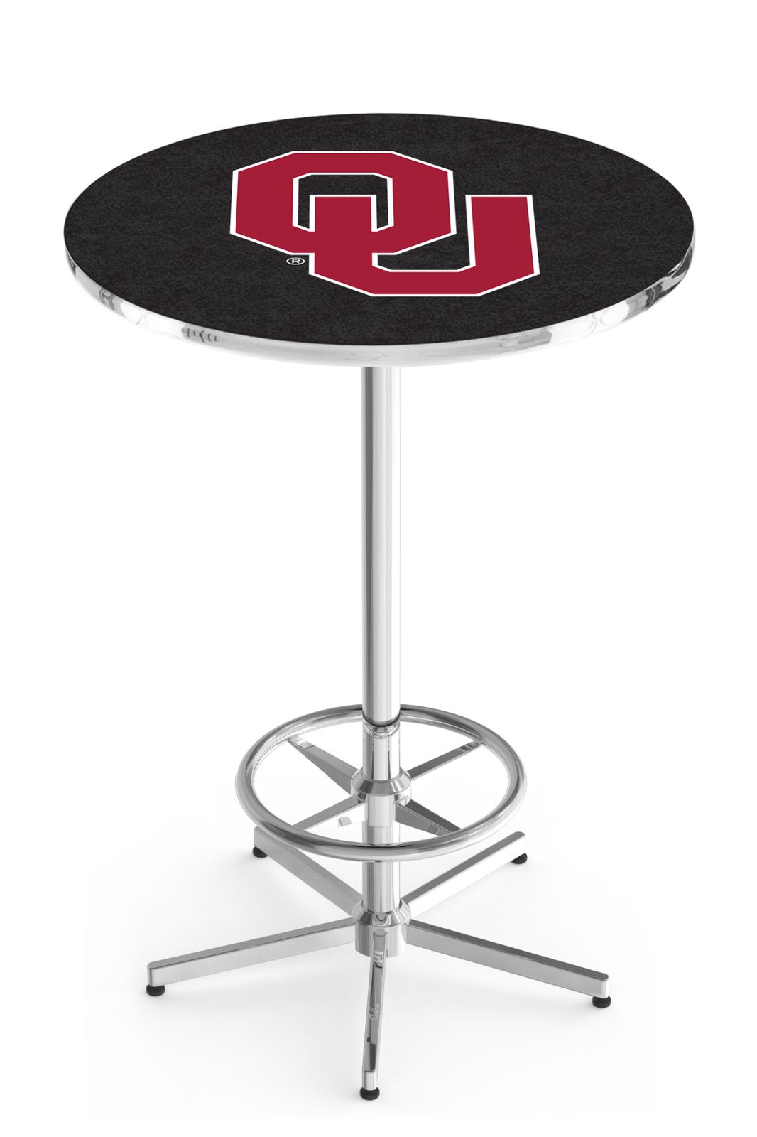 Oklahoma University 42-Inch Pub Table with 30-Inch Top, Star Base Base, and Chrome Finish 1 Oklahoma University 42-Inch Pub Table with 30-Inch Top, Star Base Base, and Chrome Finish