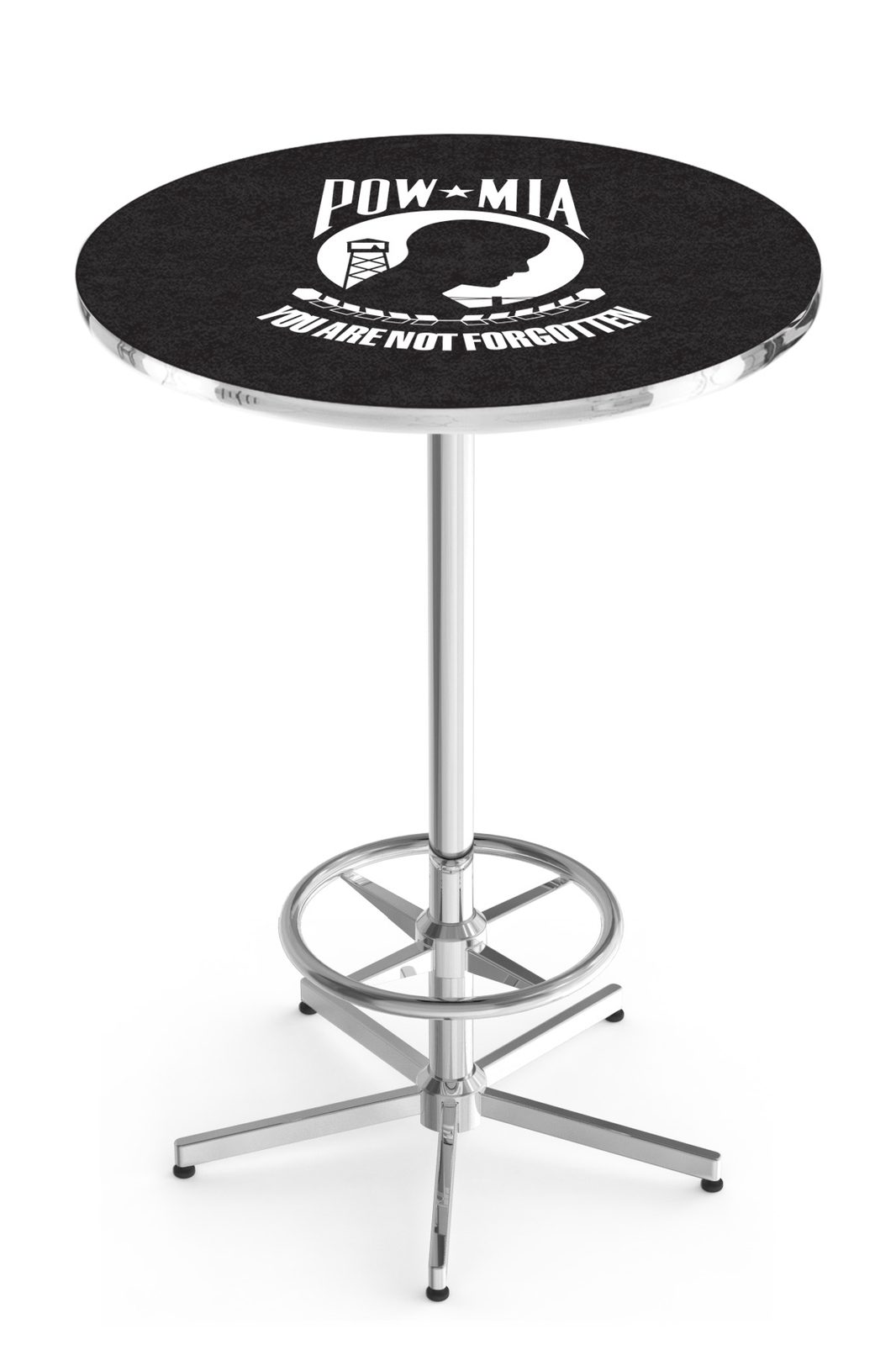 POW/MIA 42-Inch Pub Table with 30-Inch Top, Star Base Base, and Chrome Finish 1 POW/MIA 42-Inch Pub Table with 30-Inch Top, Star Base Base, and Chrome Finish