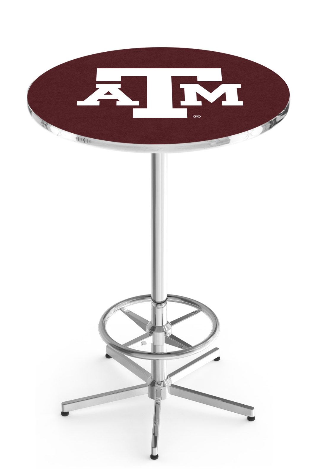 Texas A&M 42-Inch Pub Table with 30-Inch Top, Star Base Base, and Chrome Finish 1 Texas A&M 42-Inch Pub Table with 30-Inch Top, Star Base Base, and Chrome Finish