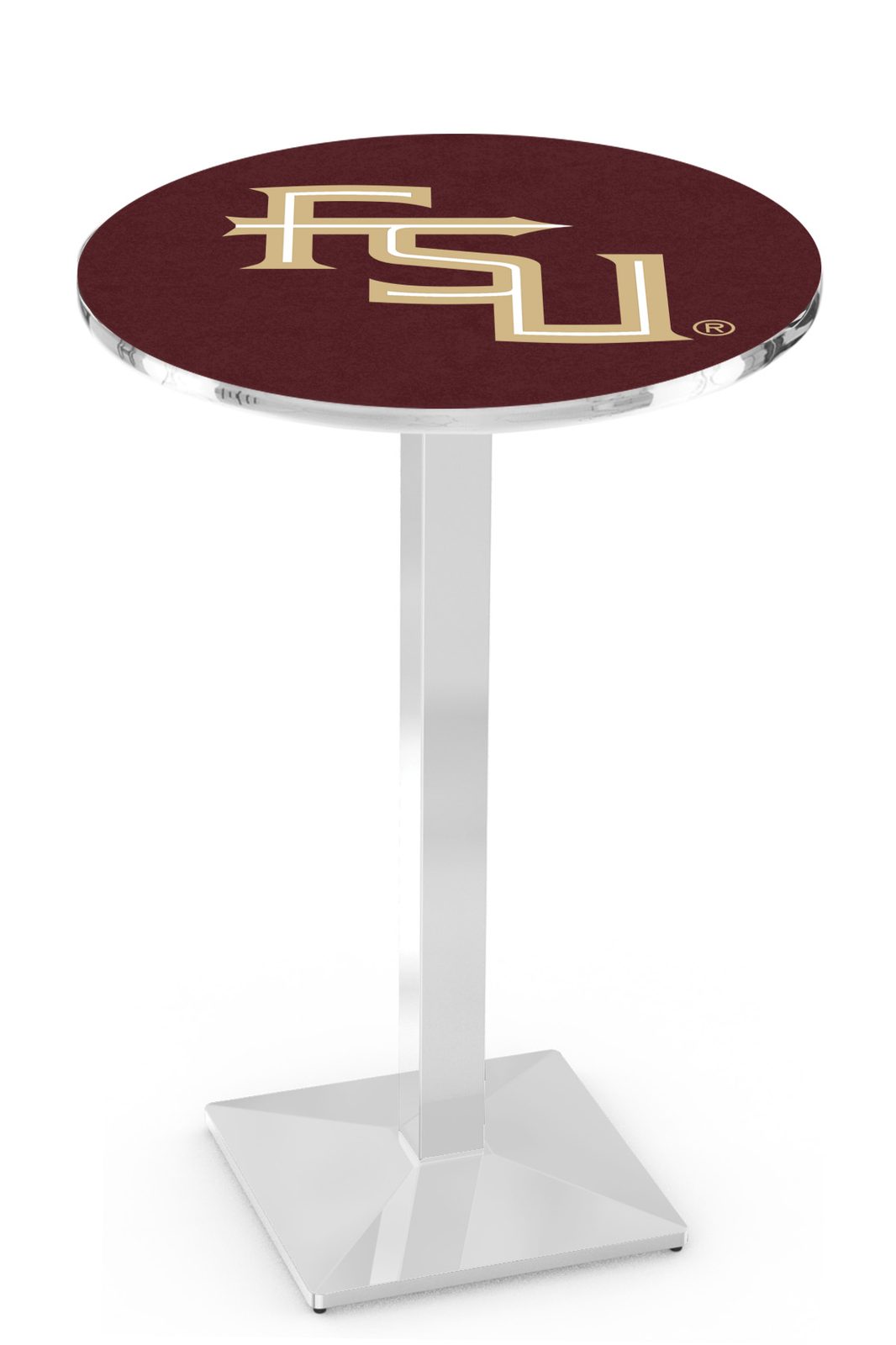 Florida State (Script) 36-Inch Pub Table with 30-Inch Top, Square Base Base, and Chrome Finish 1 Florida State (Script) 36-Inch Pub Table with 30-Inch Top, Square Base Base, and Chrome Finish