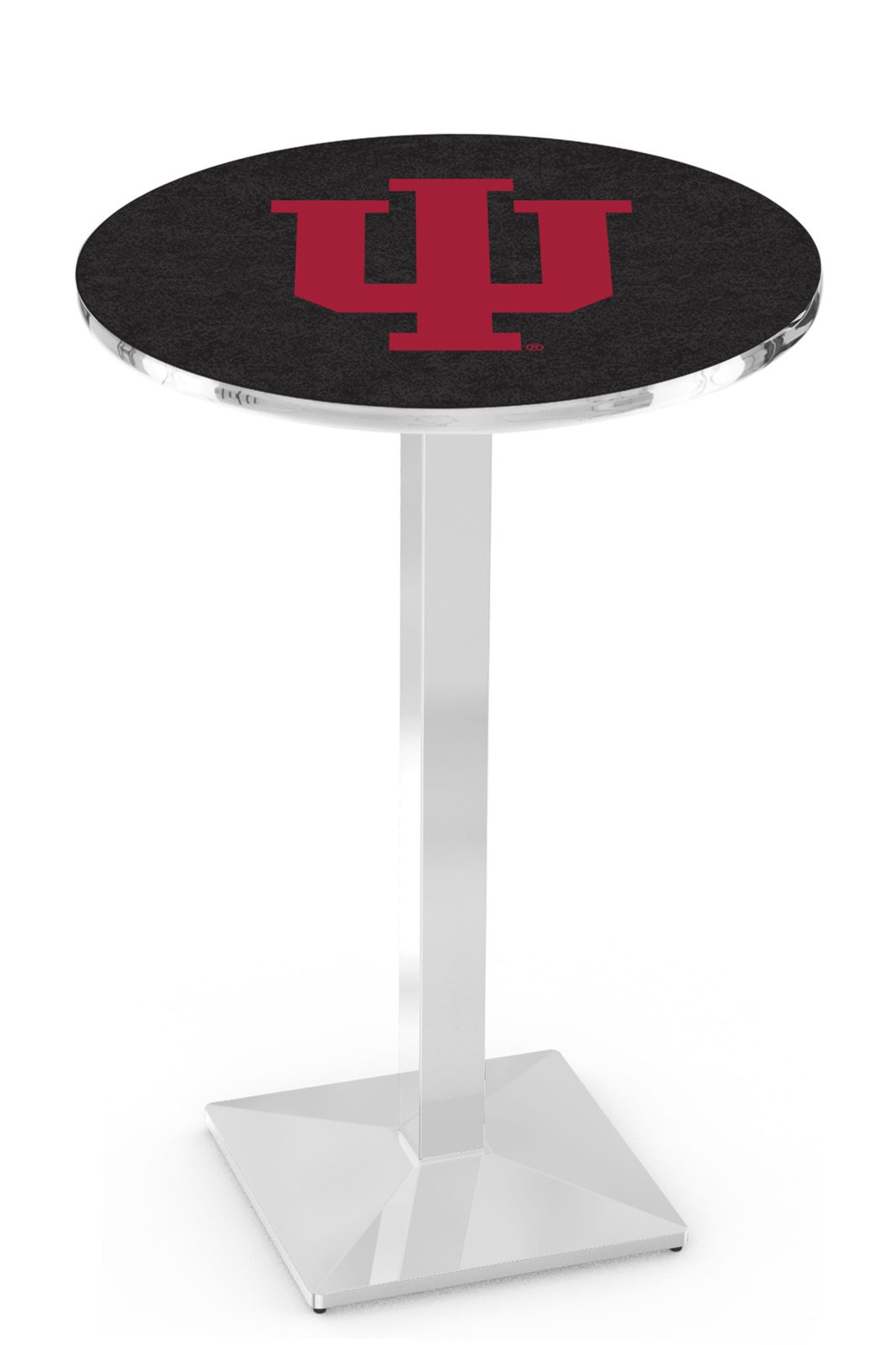 Indiana University 42-Inch Pub Table with 36-Inch Top, Square Base Base, and Chrome Finish 1 Indiana University 42-Inch Pub Table with 36-Inch Top, Square Base Base, and Chrome Finish