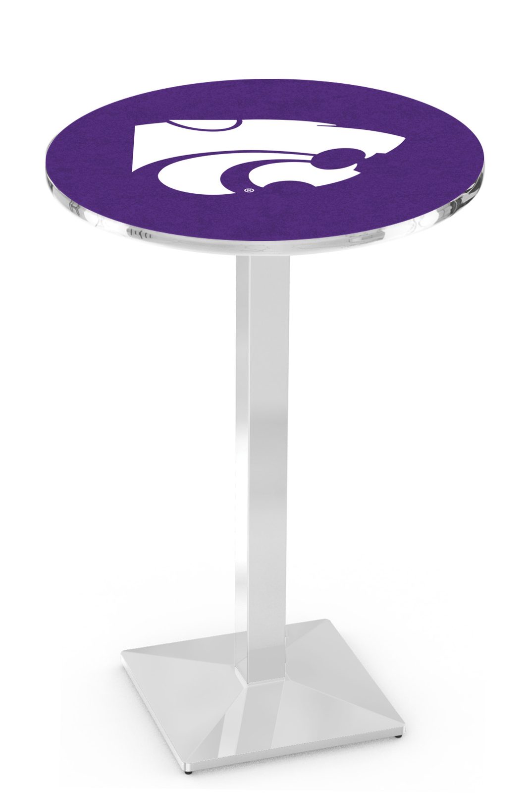 Kansas State University 42-Inch Pub Table with 36-Inch Top, Square Base Base, and Chrome Finish 1 Kansas State University 42-Inch Pub Table with 36-Inch Top, Square Base Base, and Chrome Finish
