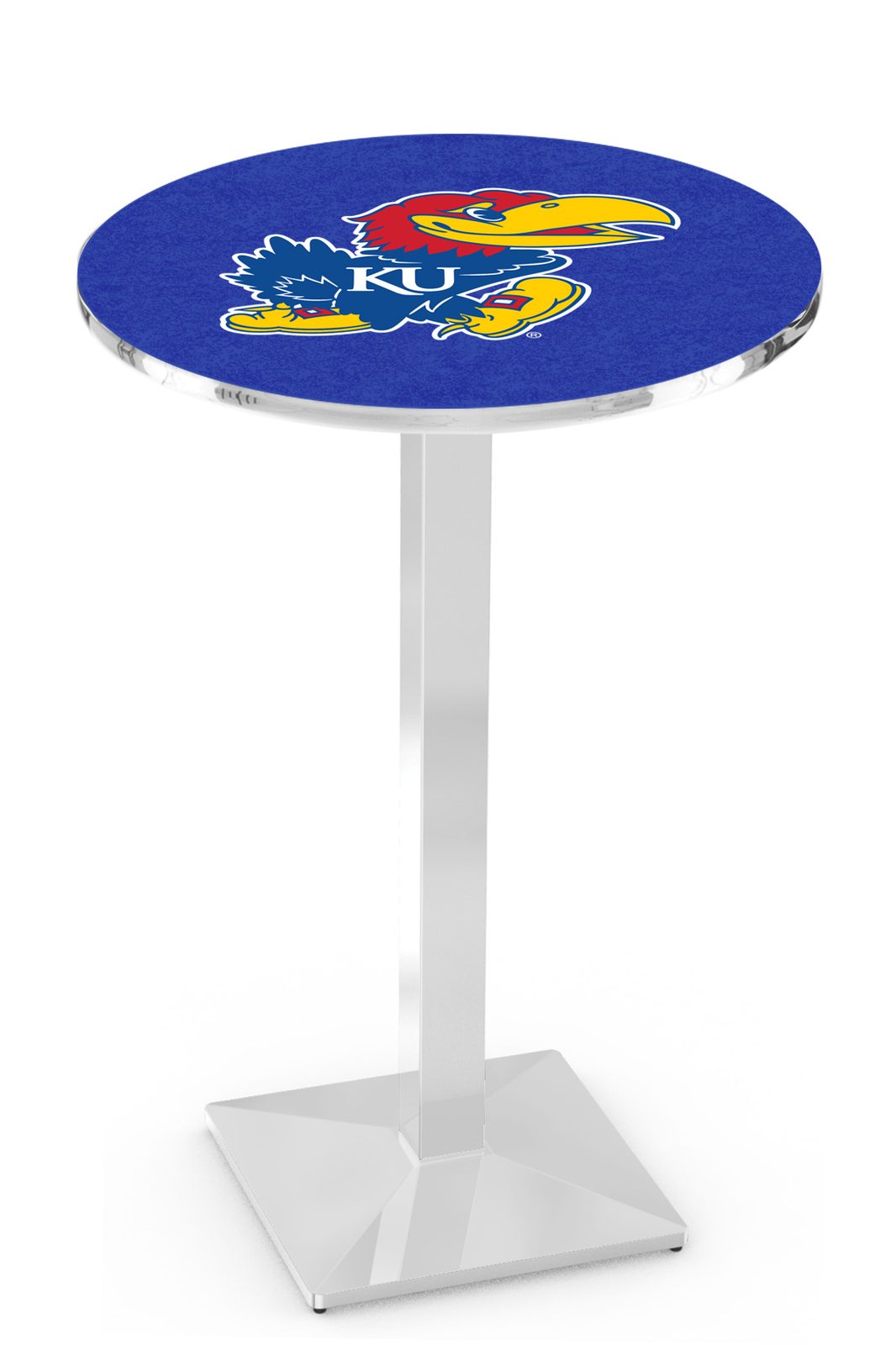 University of Kansas 42-Inch Pub Table with 36-Inch Top, Square Base Base, and Chrome Finish 1 University of Kansas 42-Inch Pub Table with 36-Inch Top, Square Base Base, and Chrome Finish