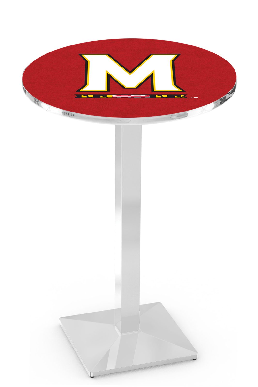 University of Maryland 42-Inch Pub Table with 30-Inch Top, Square Base Base, and Chrome Finish 1 University of Maryland 42-Inch Pub Table with 30-Inch Top, Square Base Base, and Chrome Finish