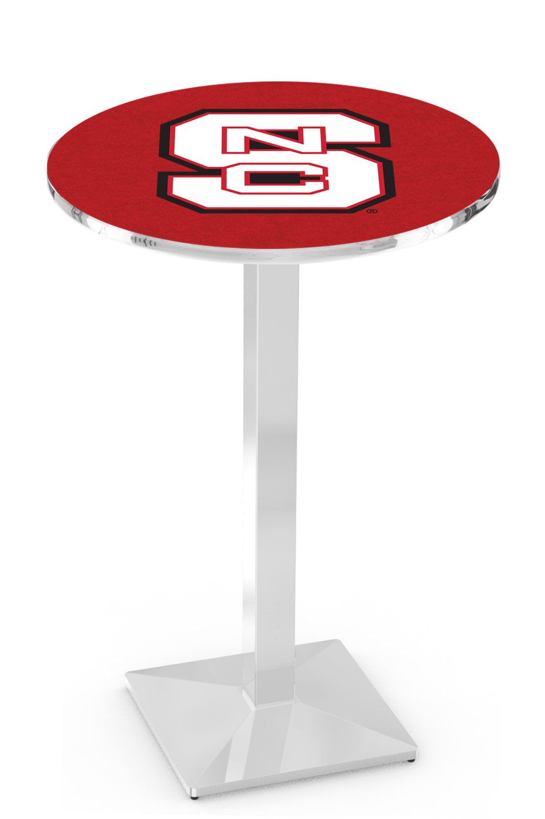 North Carolina State University 42-Inch Pub Table with 36-Inch Top, Square Base Base, and Chrome Finish 1 North Carolina State University 42-Inch Pub Table with 36-Inch Top, Square Base Base, and Chrome Finish