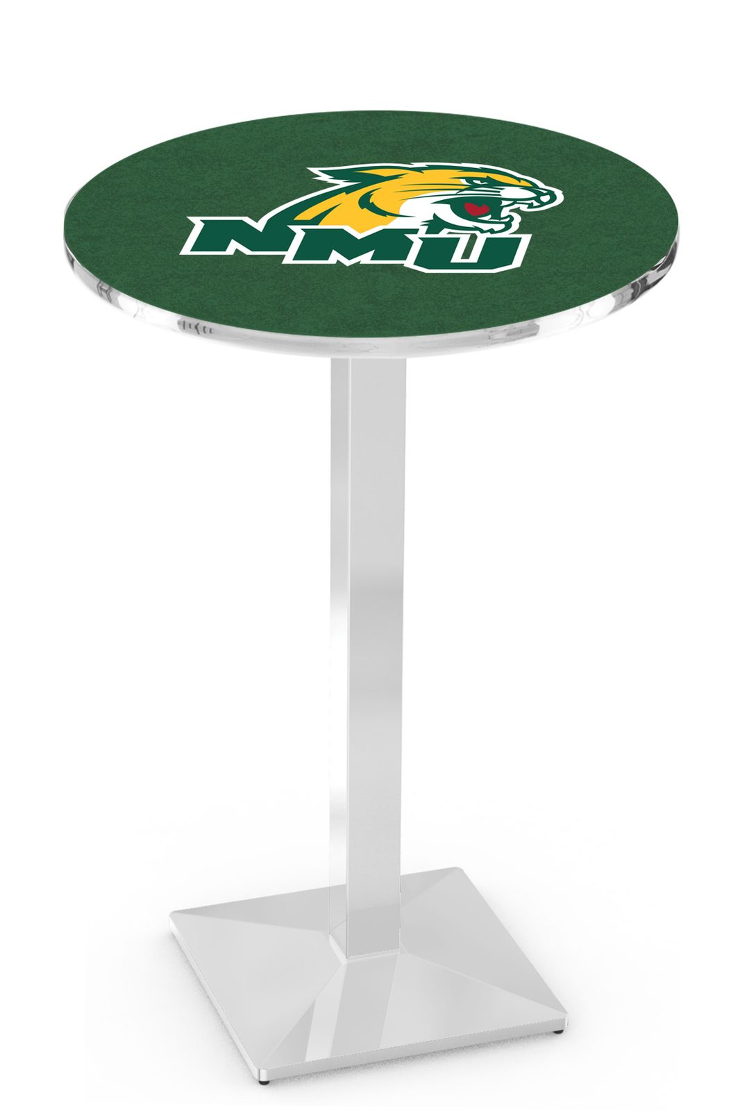 Northern Michigan University 42-Inch Pub Table with 36-Inch Top, Square Base Base, and Chrome Finish 1 Northern Michigan University 42-Inch Pub Table with 36-Inch Top, Square Base Base, and Chrome Finish
